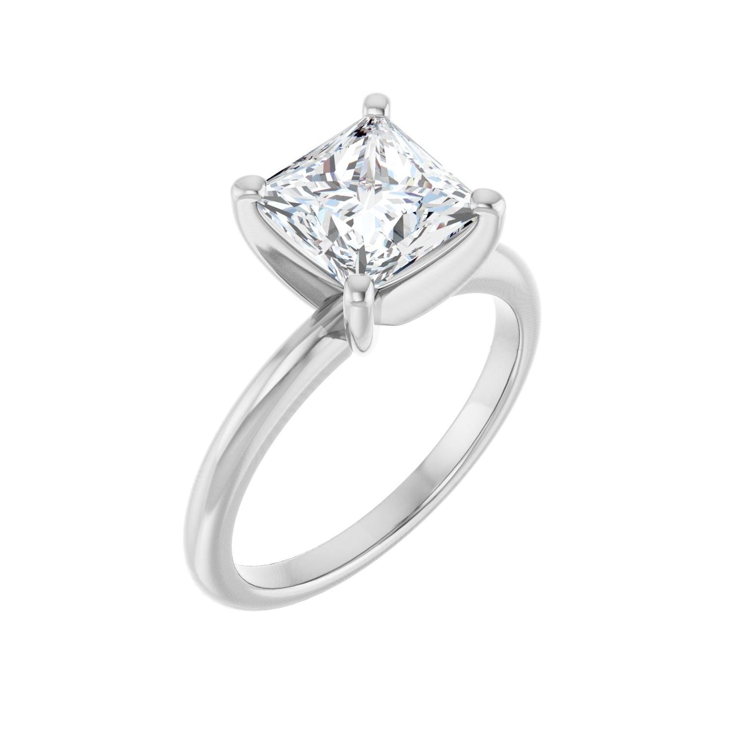 Square Engagement Ring | Metal Type=14K White Gold | Center Stone Size=2 CT | Image 1