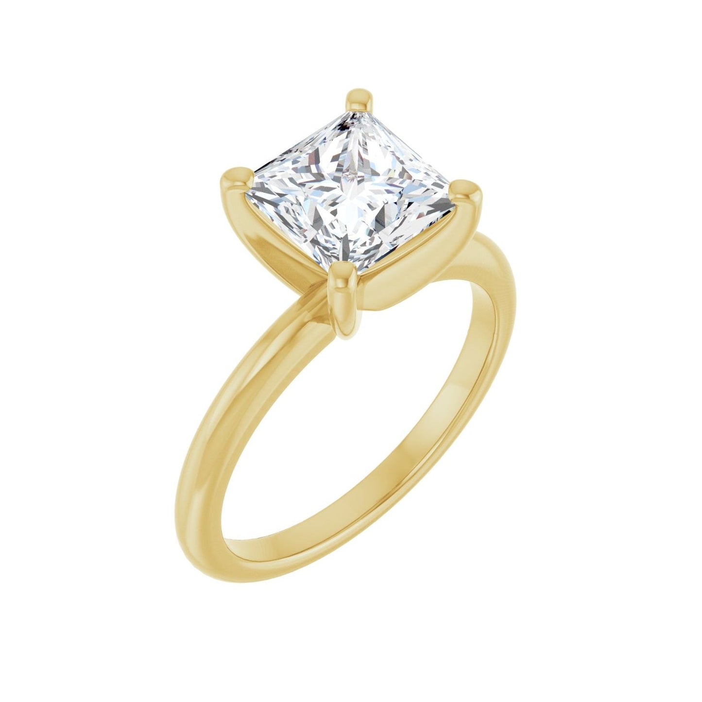 Square Engagement Ring | Metal Type=14K Yellow Gold | Center Stone Size=2 CT | Image 1