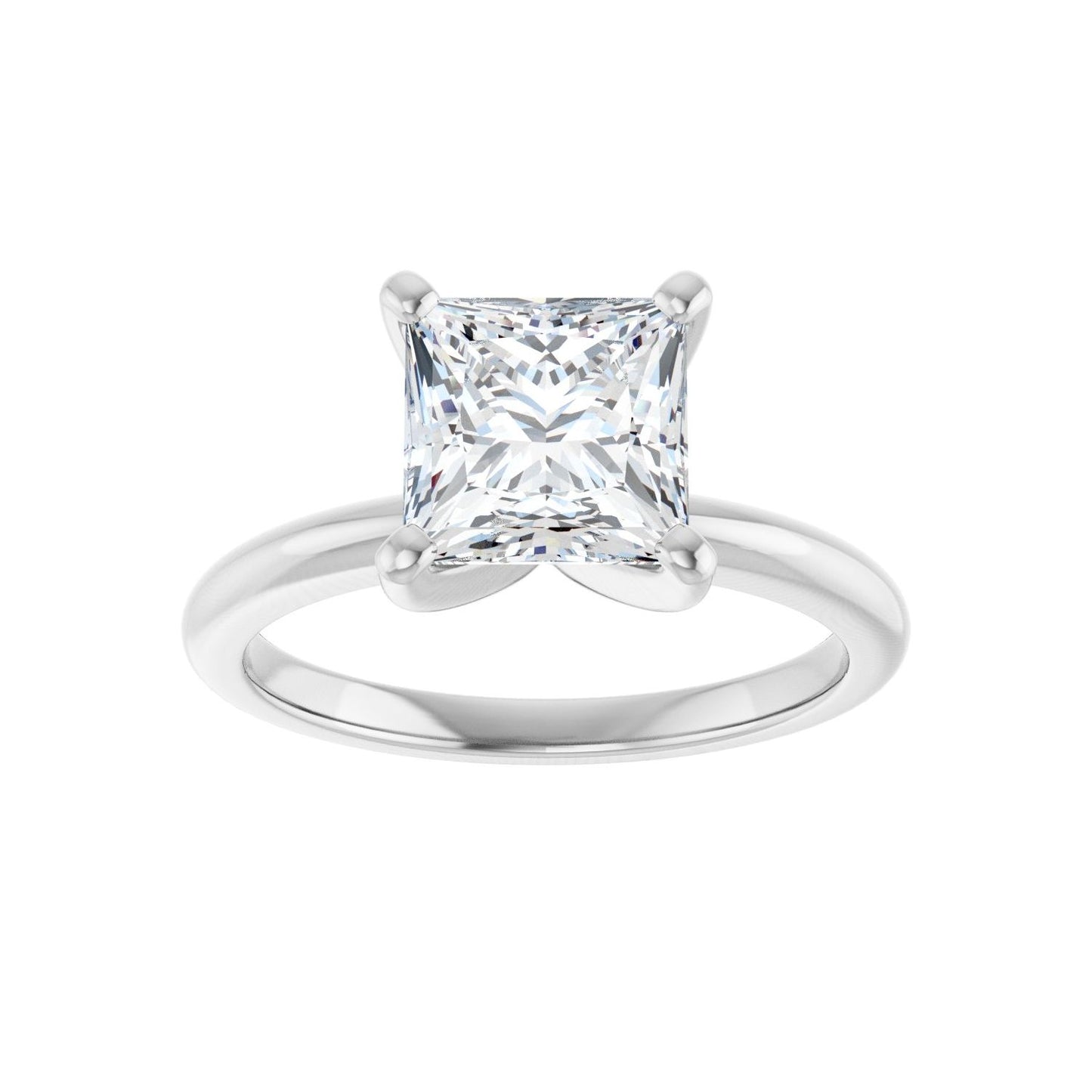 Square Engagement Ring | Metal Type=14K White Gold | Center Stone Size=2 CT | Image 3