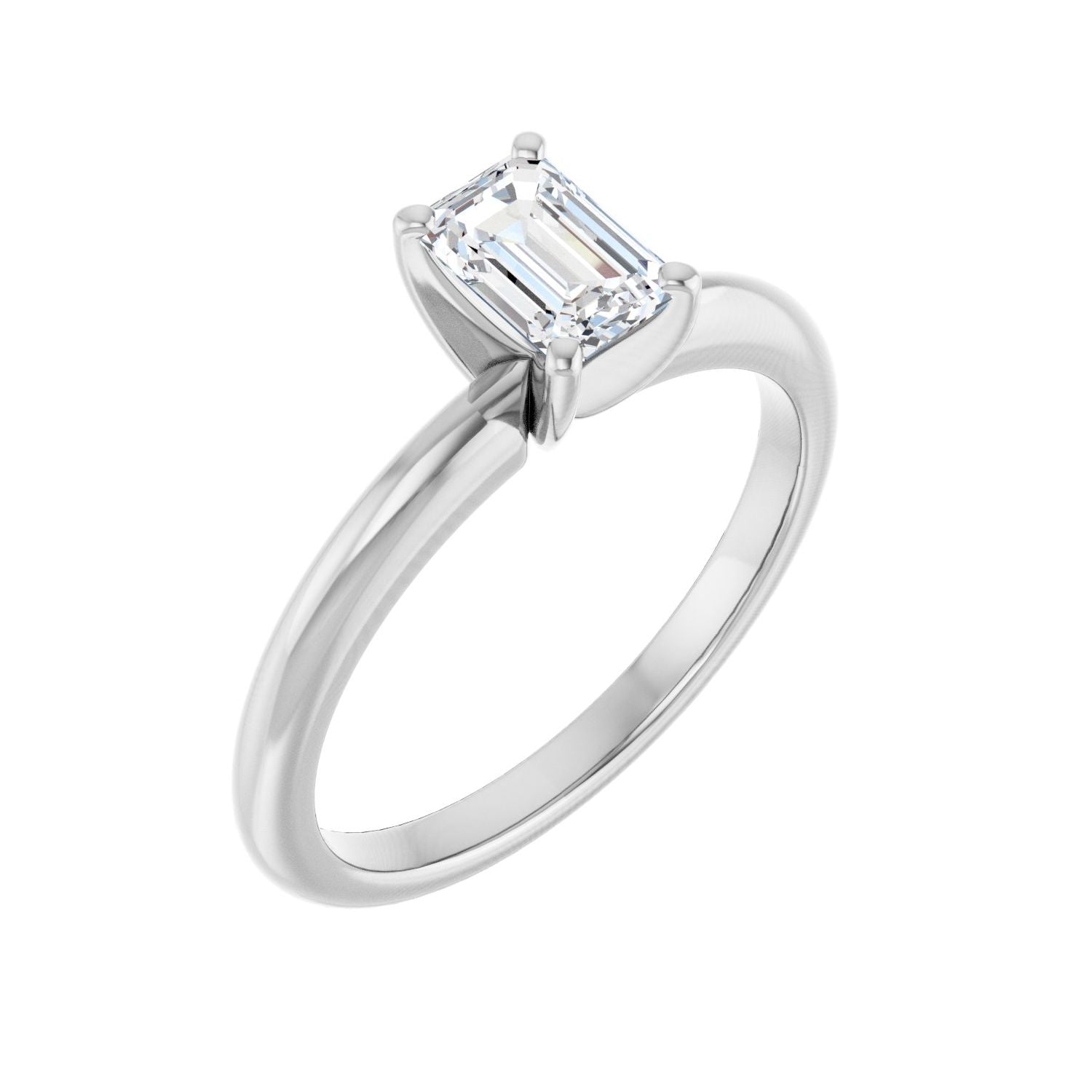 Emerald Engagement Ring | Metal Type=14K White Gold | Center Stone Size=1 CT | Image 1