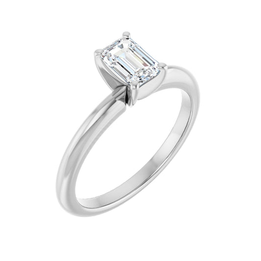 Emerald Engagement Ring | Metal Type=14K White Gold | Center Stone Size=1 CT | Image 1