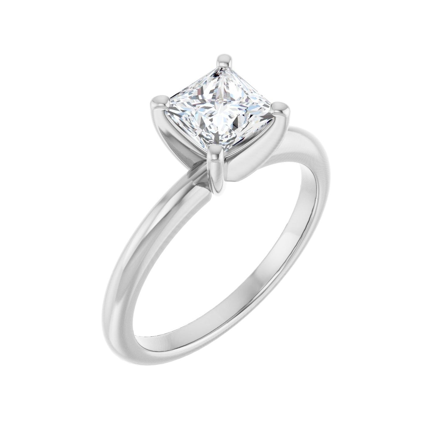 Square Engagement Ring | Metal Type=14K White Gold | Center Stone Size=1 CT | Image 1