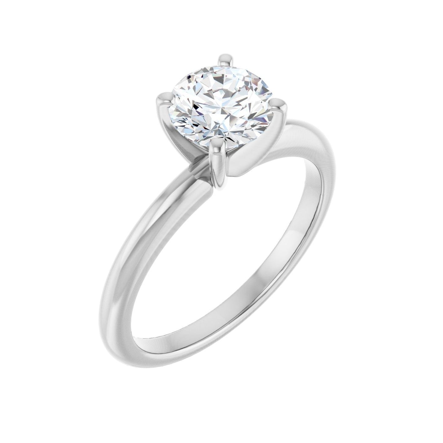 Round Engagement Ring | Metal Type=14K White Gold | Center Stone Size=1 CT | Image 1