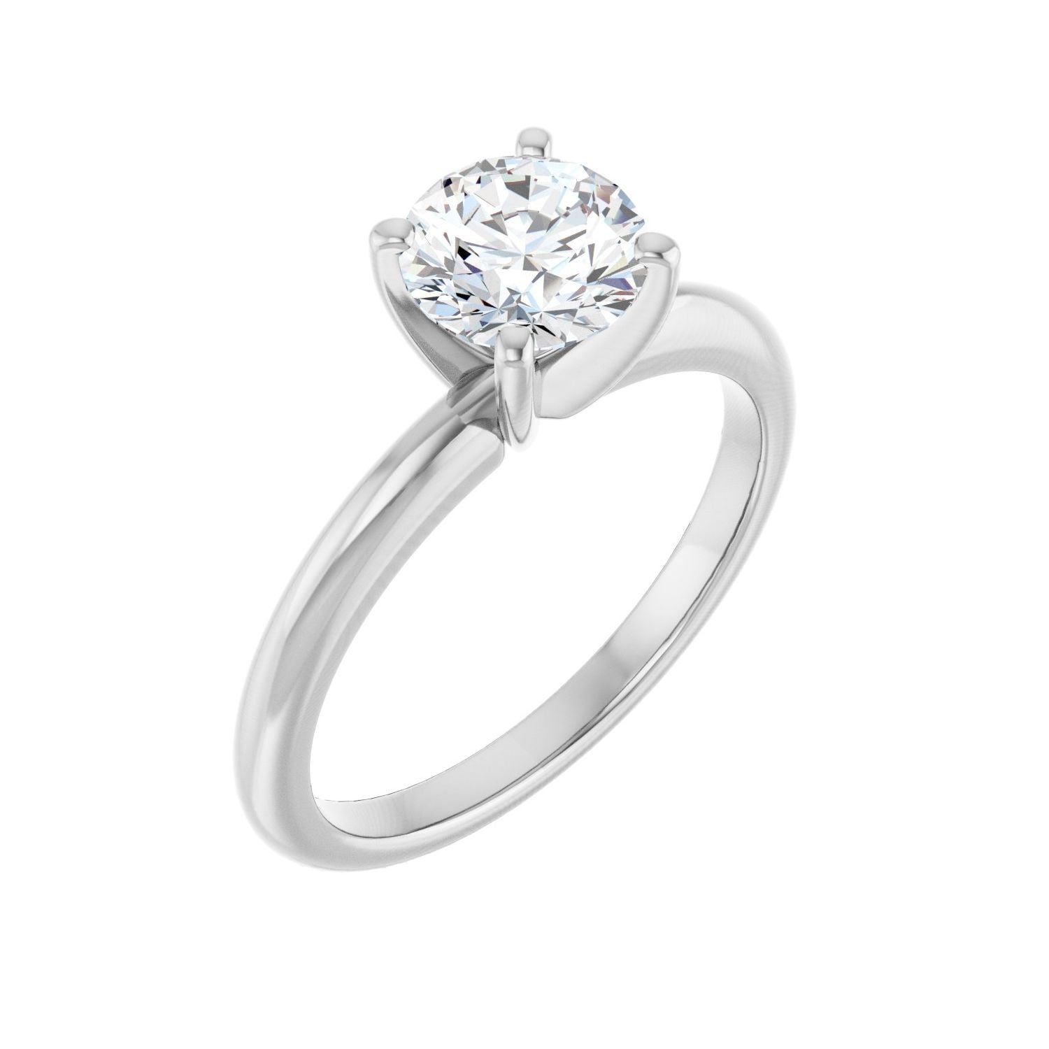 Round Engagement Ring | Metal Type=14K White Gold | Center Stone Size=1 CT | Image 1