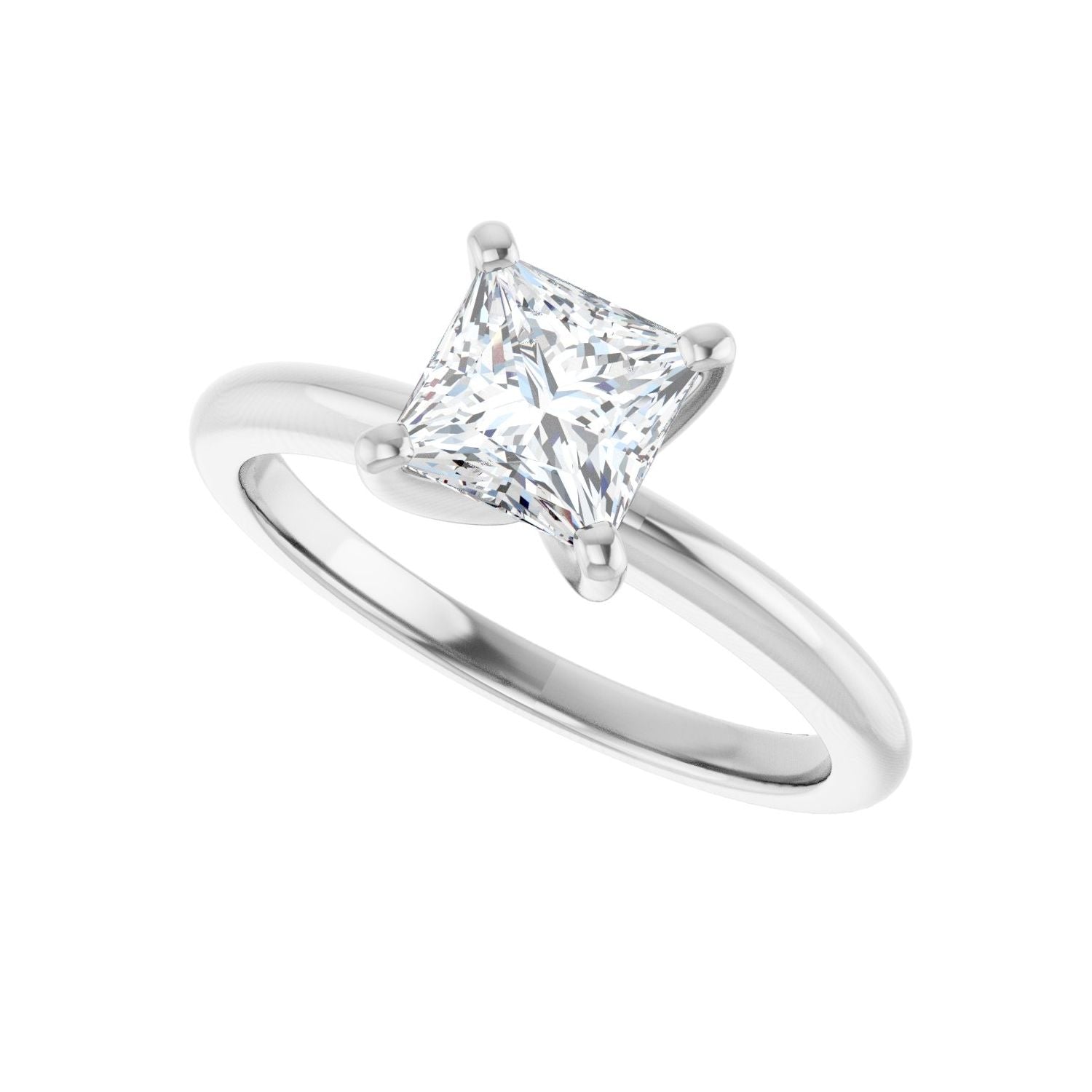 Square Engagement Ring | Metal Type=14K White Gold | Center Stone Size=1 CT | Image 5