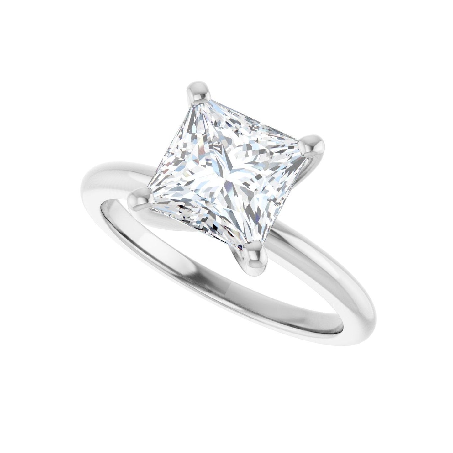Square Engagement Ring | Metal Type=14K White Gold | Center Stone Size=2 CT | Image 5