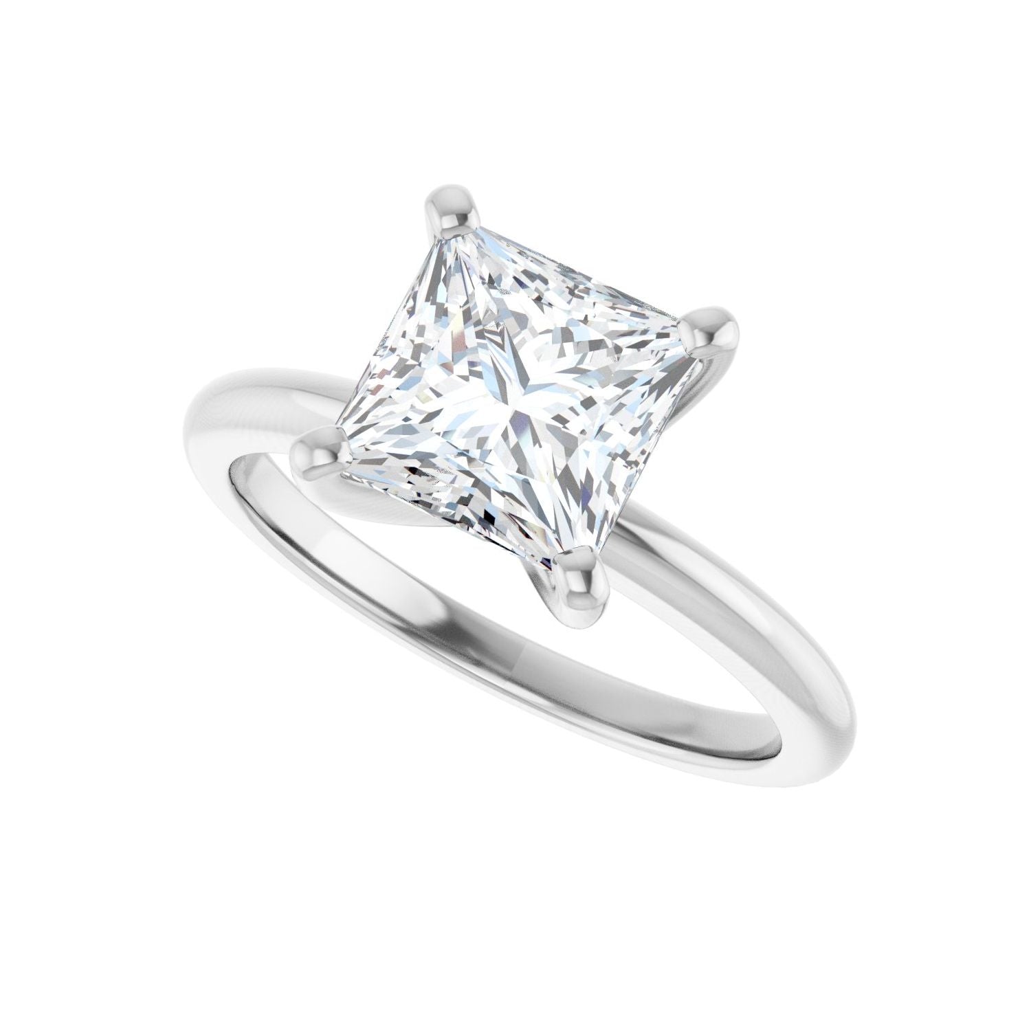 Square Engagement Ring | Metal Type=14K White Gold | Center Stone Size=2 CT | Image 5