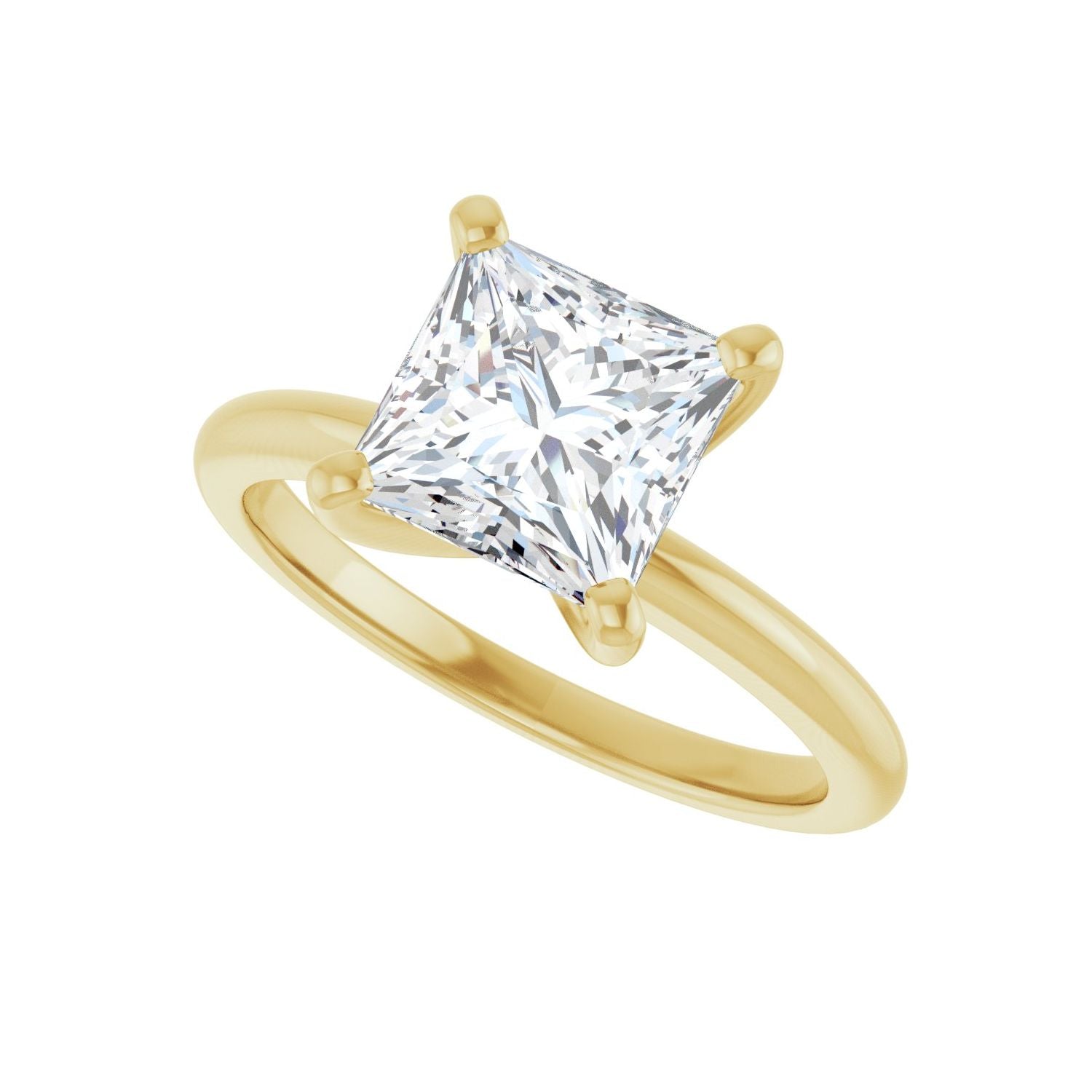 Square Engagement Ring | Metal Type=14K Yellow Gold | Center Stone Size=2 CT | Image 5