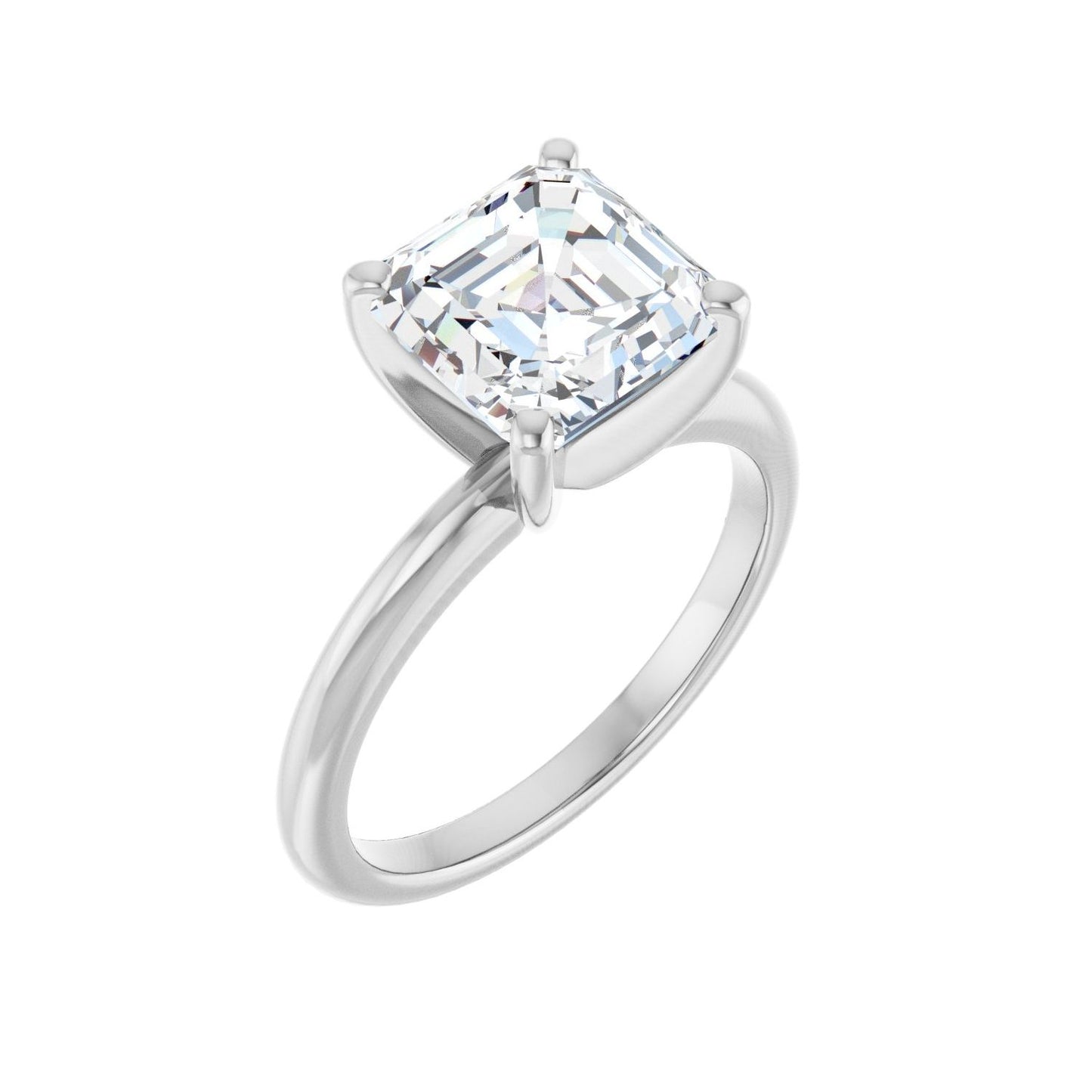 Asscher Engagement Ring | Metal Type=14K White Gold | Center Stone Size=3 CT | Image 1