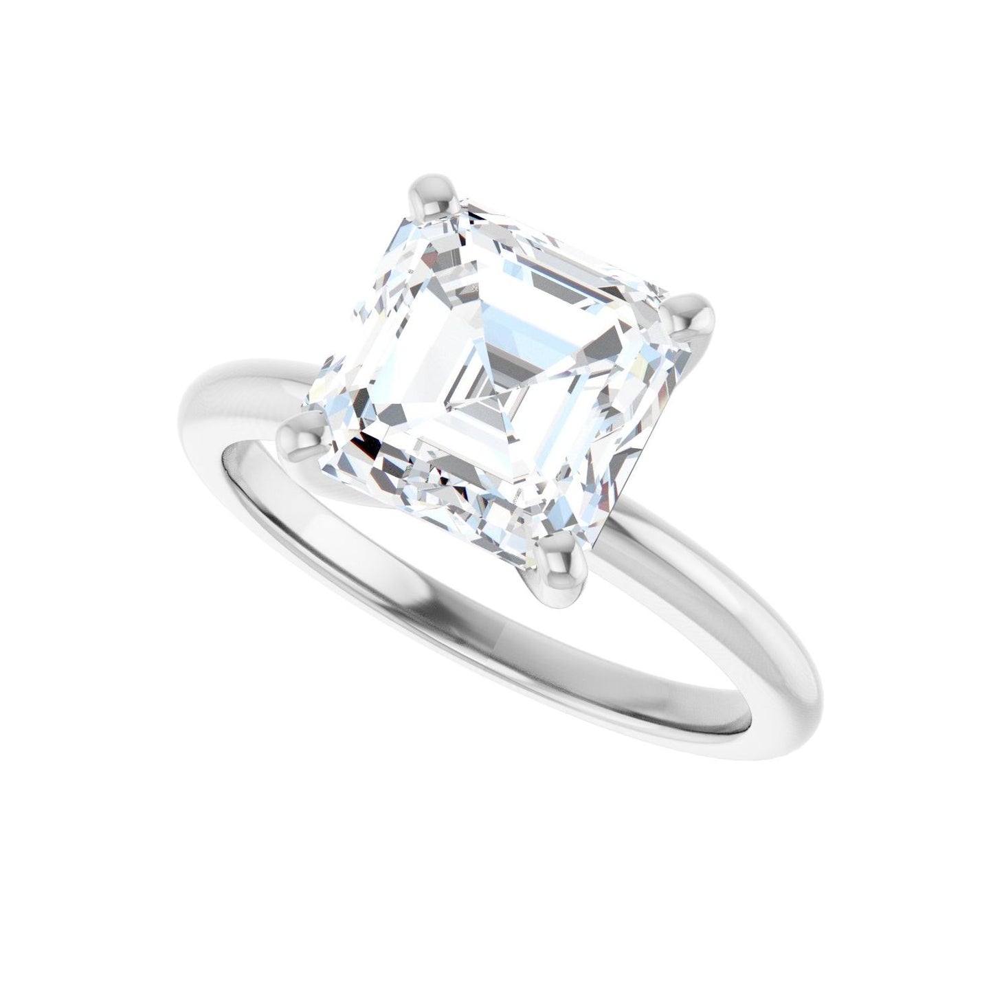 Asscher Engagement Ring | Metal Type=14K White Gold | Center Stone Size=3 CT | Image 5