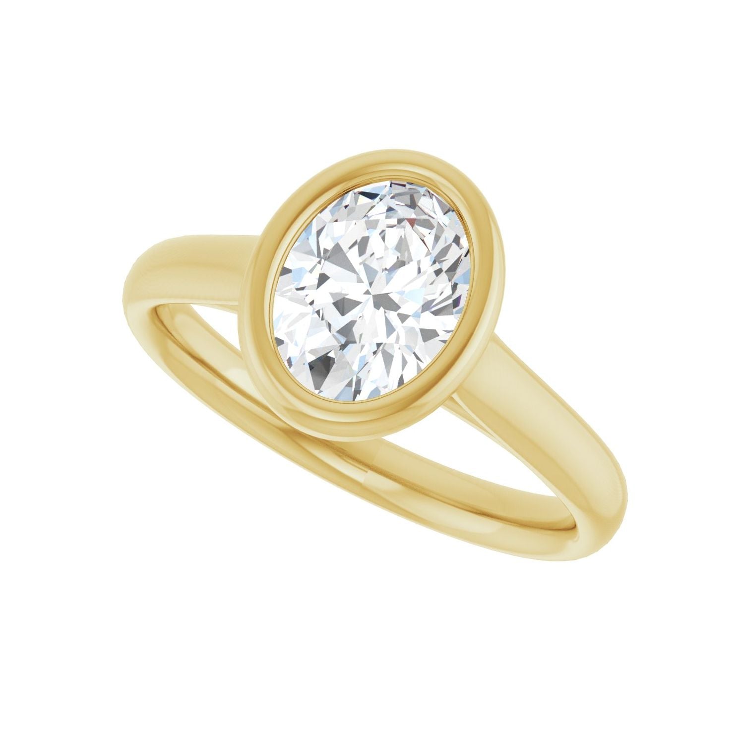 Oval Bezel-Set Solitaire Engagement Ring | Metal Type=14K Yellow Gold | Center Stone Size=1.5 CT | Image 5