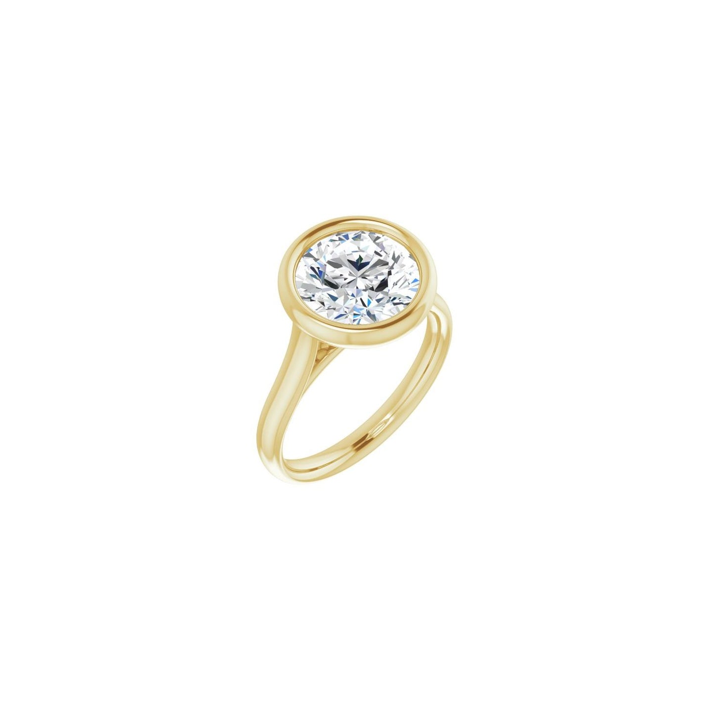 Round Bezel-Set Solitaire Engagement Ring | Metal Type=14K Yellow Gold | Center Stone Size=3 CT | Image 1