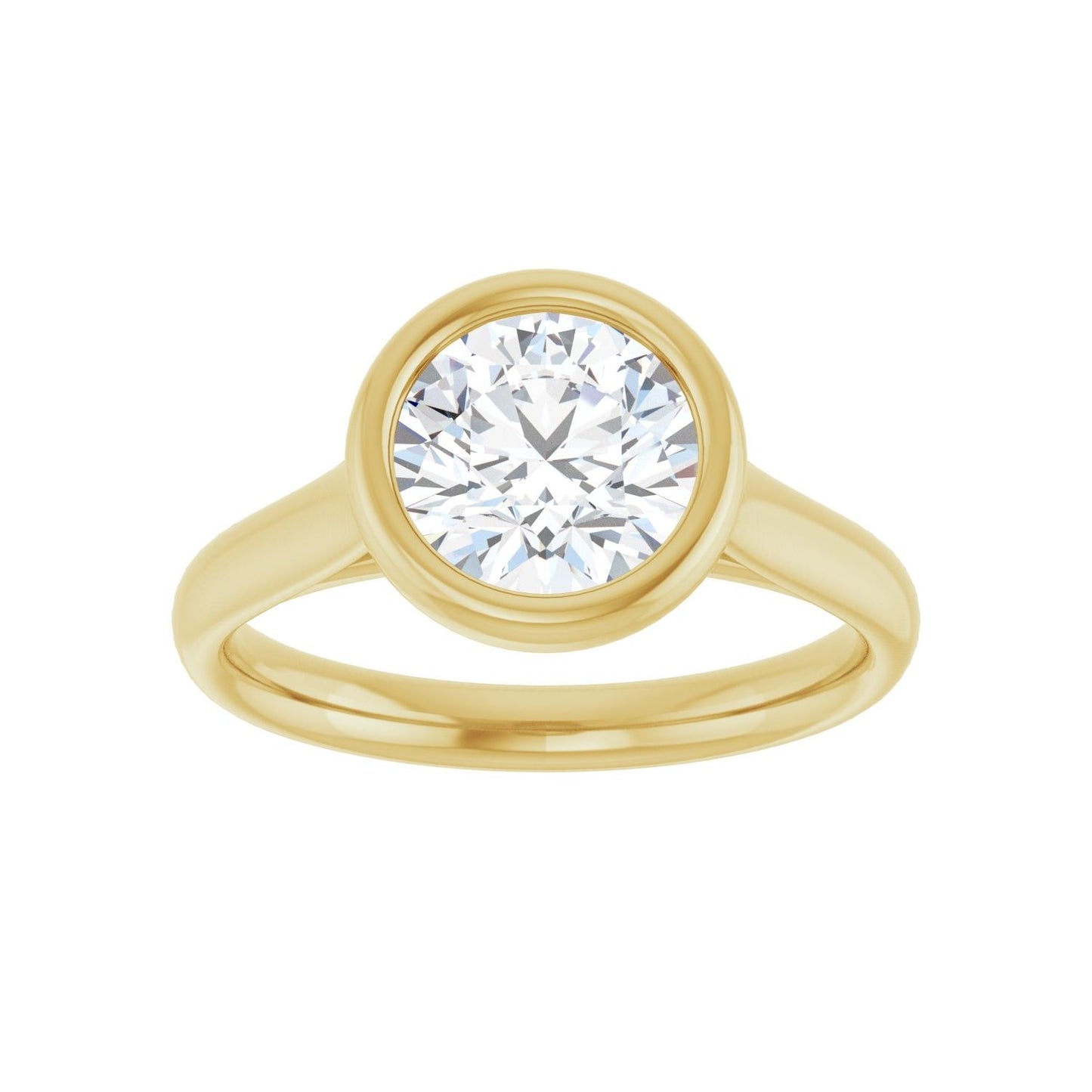 Round Bezel-Set Solitaire Engagement Ring | Metal Type=14K Yellow Gold | Center Stone Size=1.5 CT | Image 3
