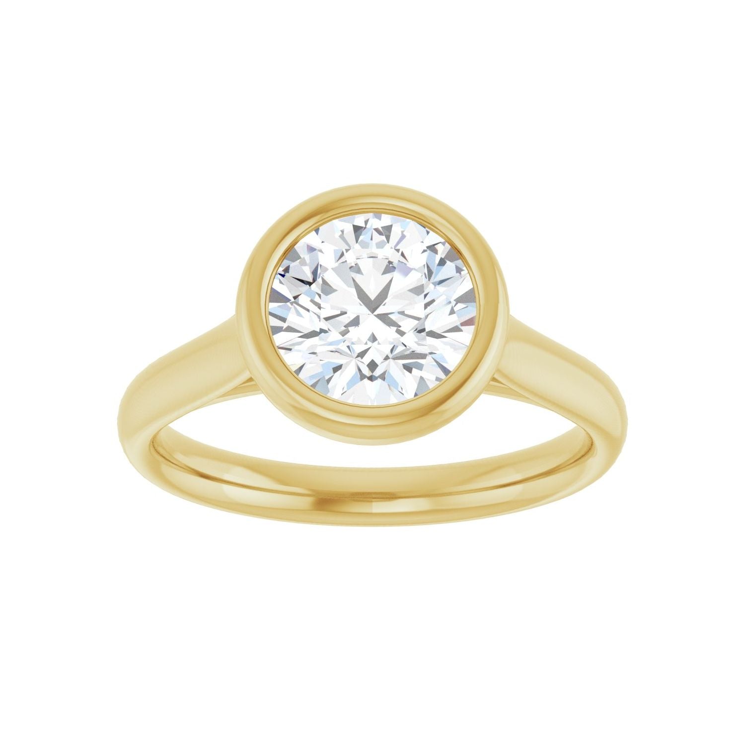 Round Bezel-Set Solitaire Engagement Ring | Metal Type=14K Yellow Gold | Center Stone Size=1.5 CT | Image 3