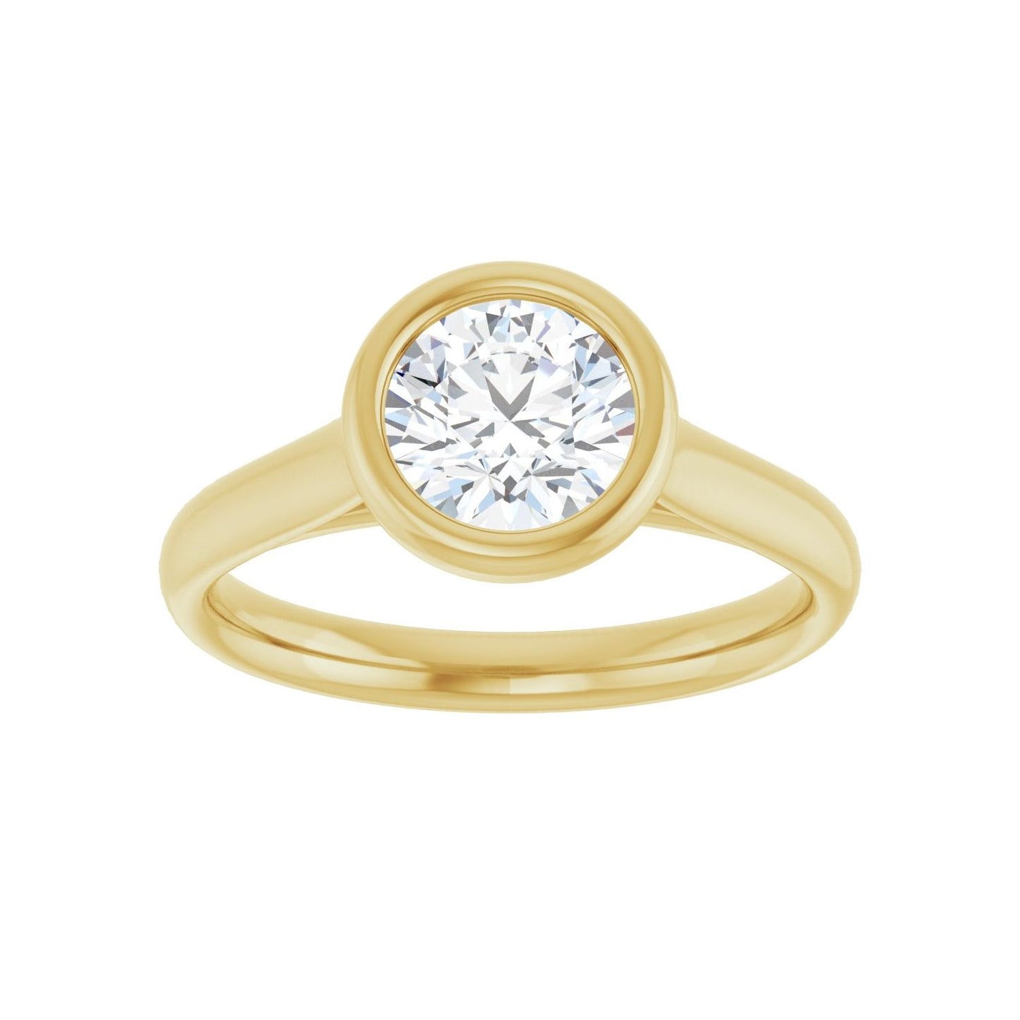 Round Bezel-Set Solitaire Engagement Ring | Metal Type=14K Yellow Gold | Center Stone Size=1 CT | Image 3