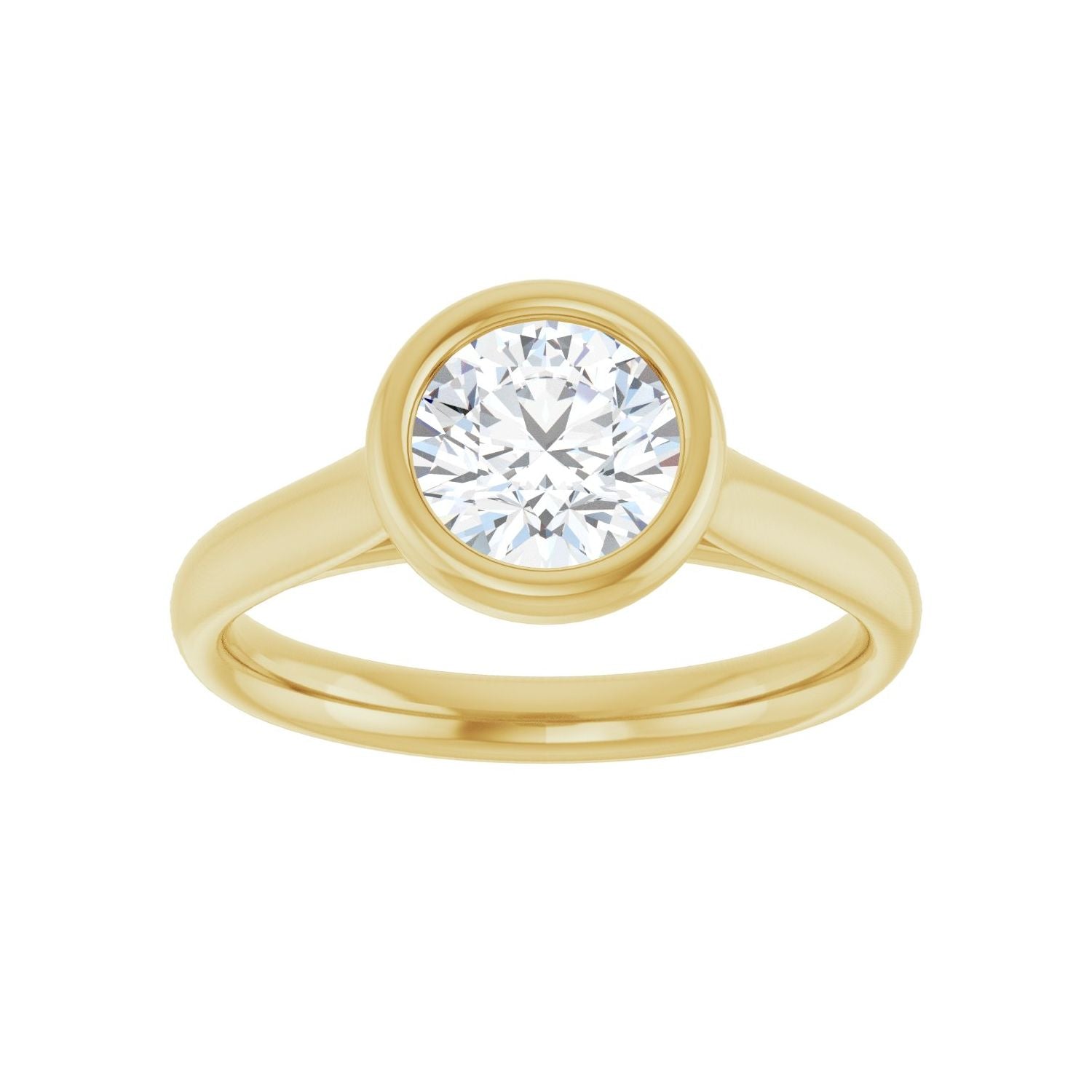 Round Bezel-Set Solitaire Engagement Ring | Metal Type=14K Yellow Gold | Center Stone Size=1 CT | Image 3