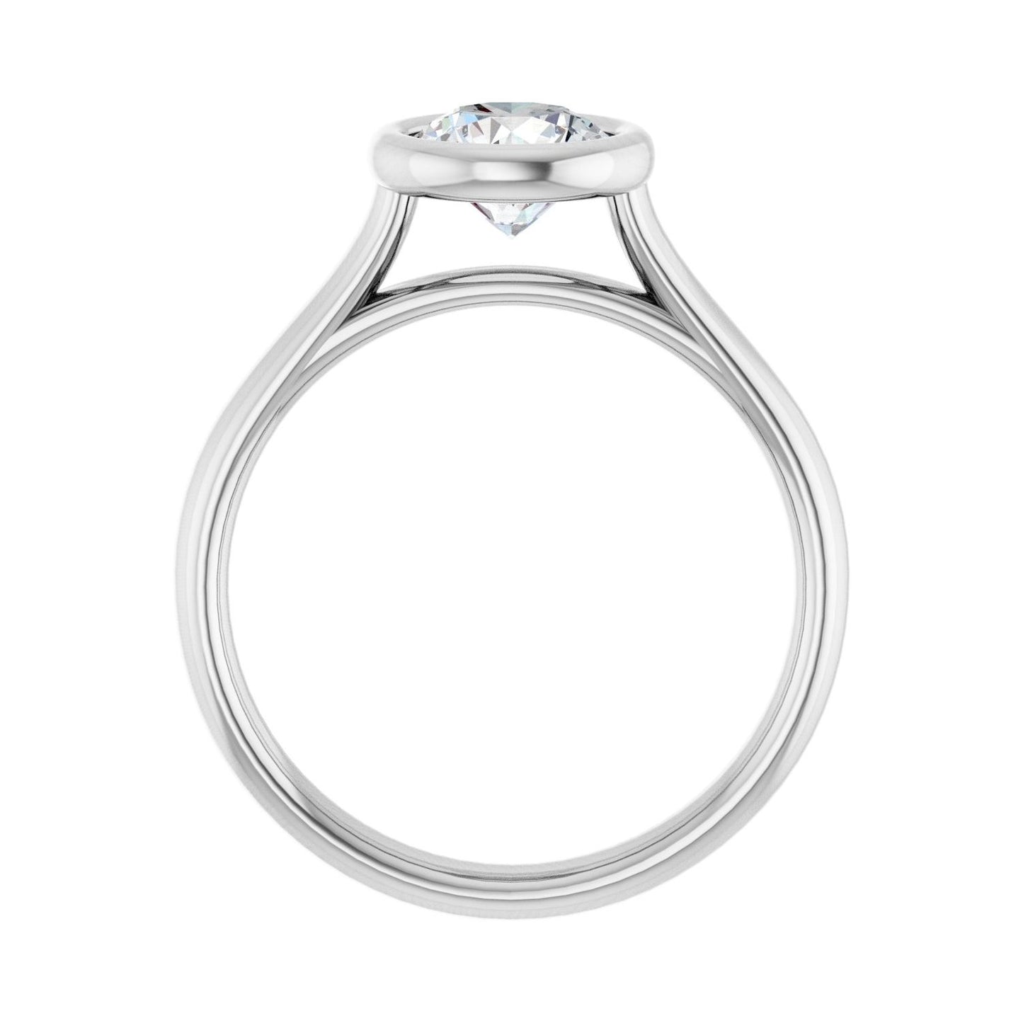 Round Bezel-Set Solitaire Engagement Ring | Metal Type=14K White Gold | Center Stone Size=1 CT | Image 2