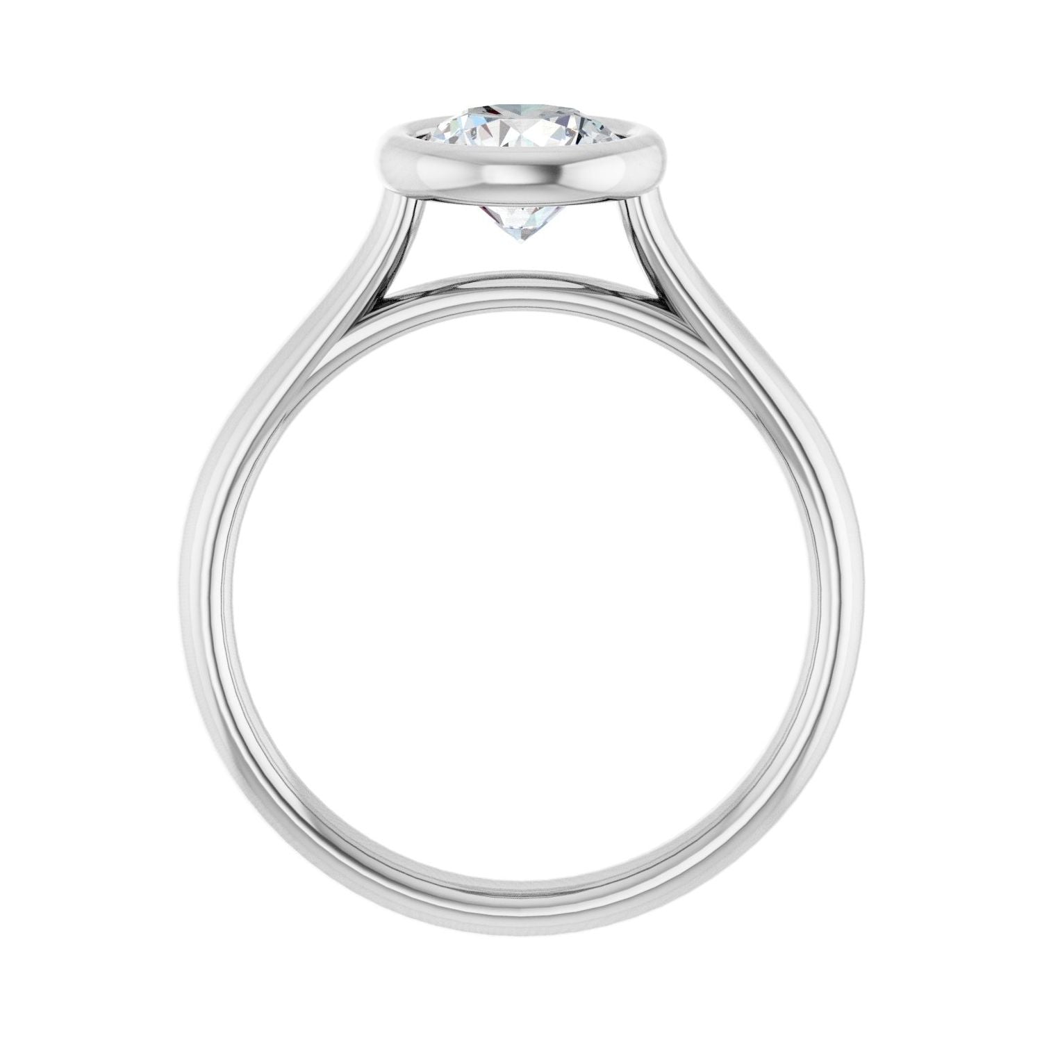 Round Bezel-Set Solitaire Engagement Ring | Metal Type=14K White Gold | Center Stone Size=1 CT | Image 2