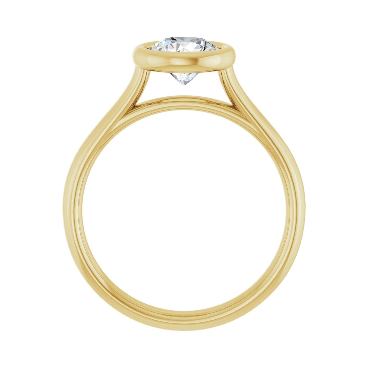 Round Bezel-Set Solitaire Engagement Ring | Metal Type=14K Yellow Gold | Center Stone Size=1 CT | Image 2