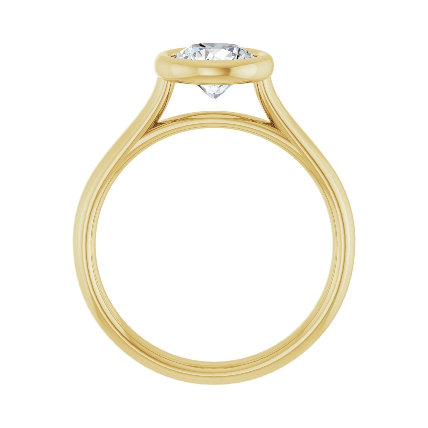 Round Bezel-Set Solitaire Engagement Ring | Metal Type=14K Yellow Gold | Center Stone Size=1 CT | Image 2