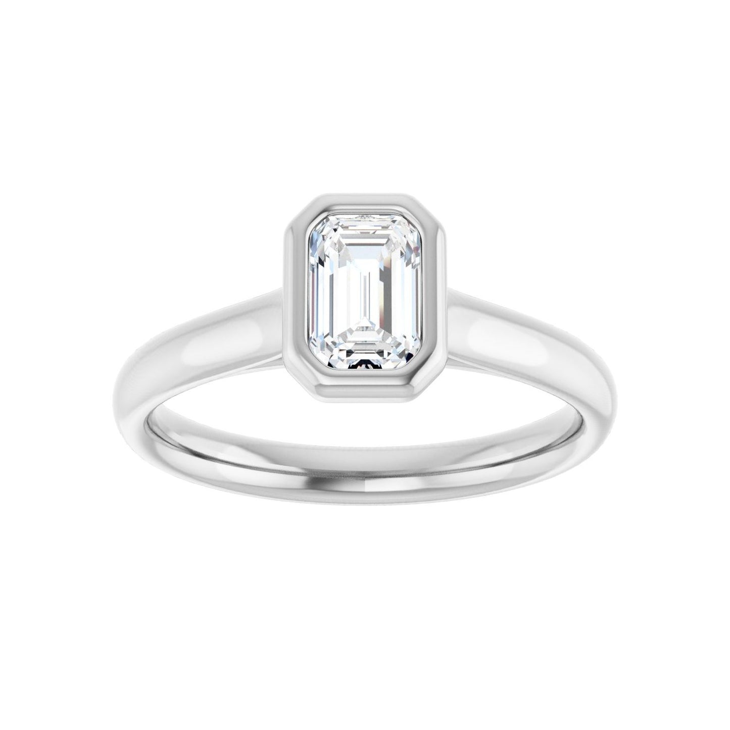 Emerald Bezel-Set Solitaire Engagement Ring | Metal Type=14K White Gold | Center Stone Size=1 CT | Image 3