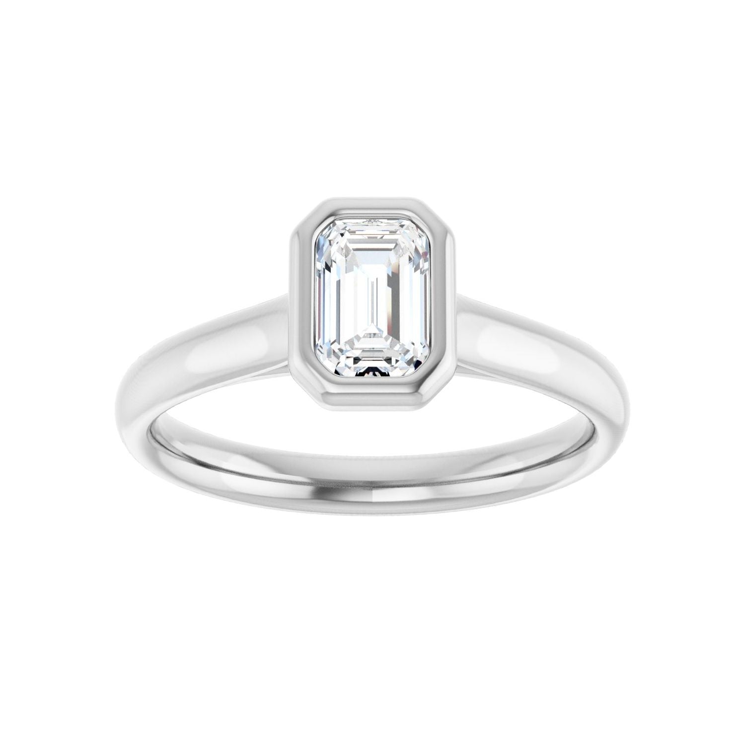 Emerald Bezel-Set Solitaire Engagement Ring | Metal Type=14K White Gold | Center Stone Size=1 CT | Image 3