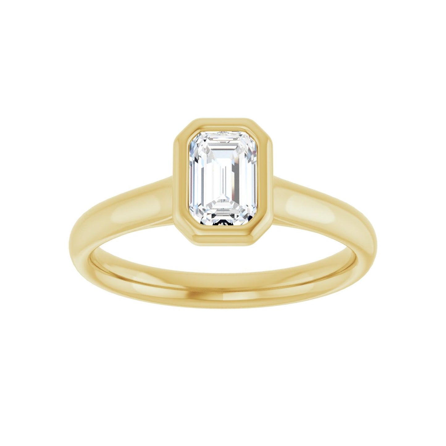 Emerald Bezel-Set Solitaire Engagement Ring | Metal Type=14K Yellow Gold | Center Stone Size=1 CT | Image 3