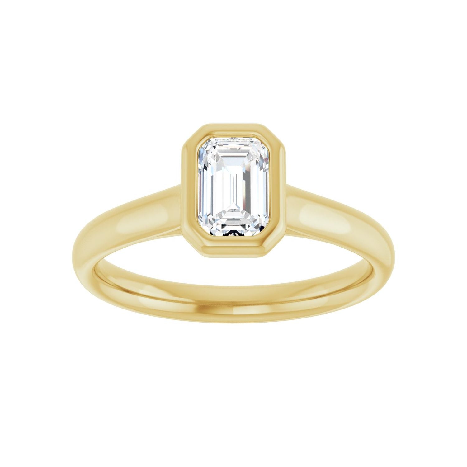 Emerald Bezel-Set Solitaire Engagement Ring | Metal Type=14K Yellow Gold | Center Stone Size=1 CT | Image 3