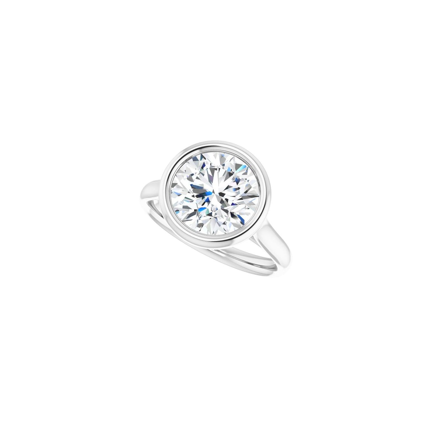 Round Bezel-Set Solitaire Engagement Ring | Metal Type=14K White Gold | Center Stone Size=3 CT | Image 5