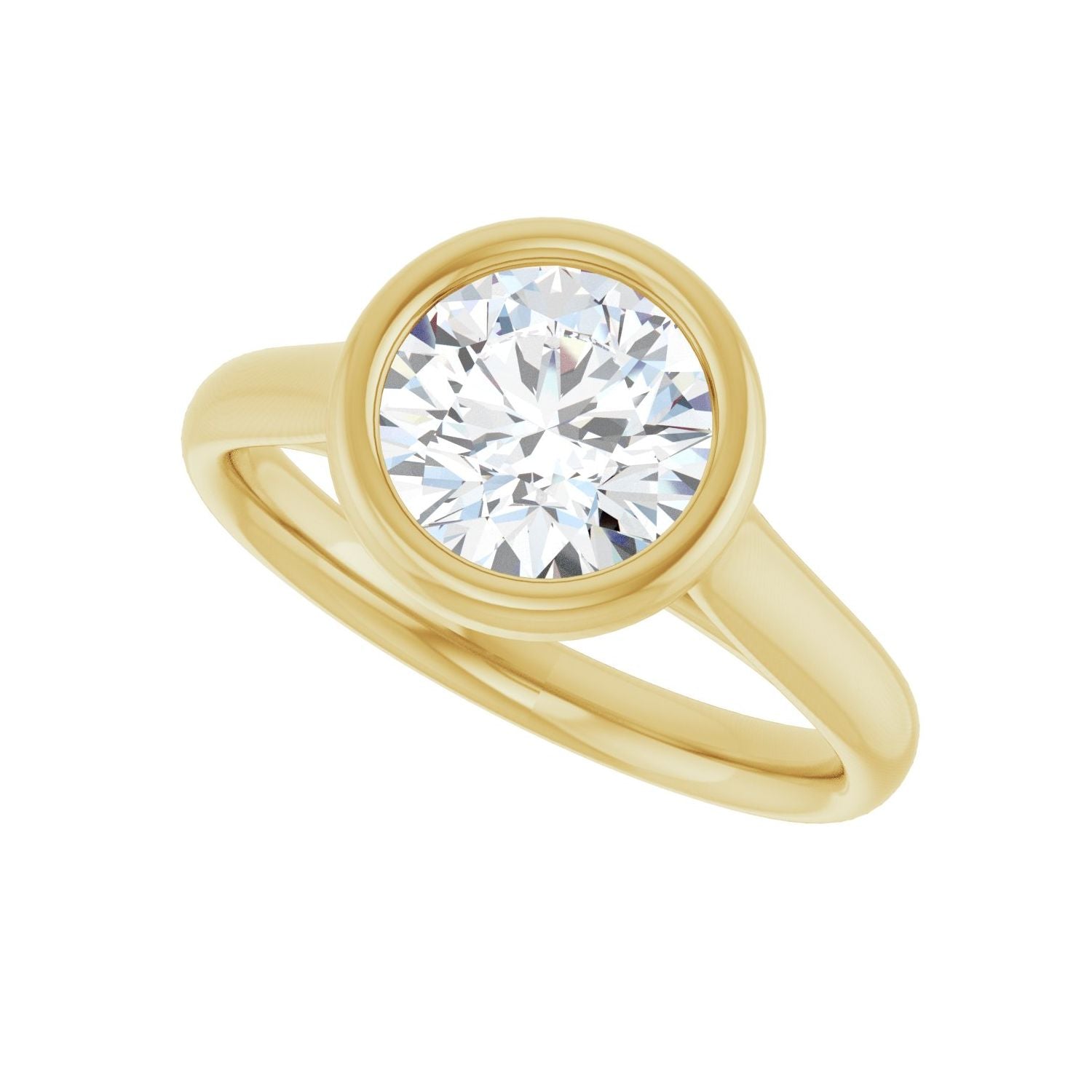 Round Bezel-Set Solitaire Engagement Ring | Metal Type=14K Yellow Gold | Center Stone Size=1.5 CT | Image 5