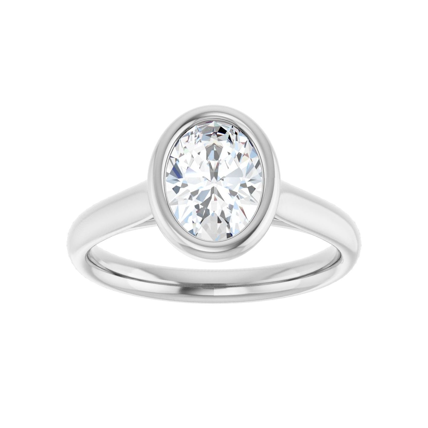Oval Bezel-Set Solitaire Engagement Ring | Metal Type=14K White Gold | Center Stone Size=1.5 CT | Image 3