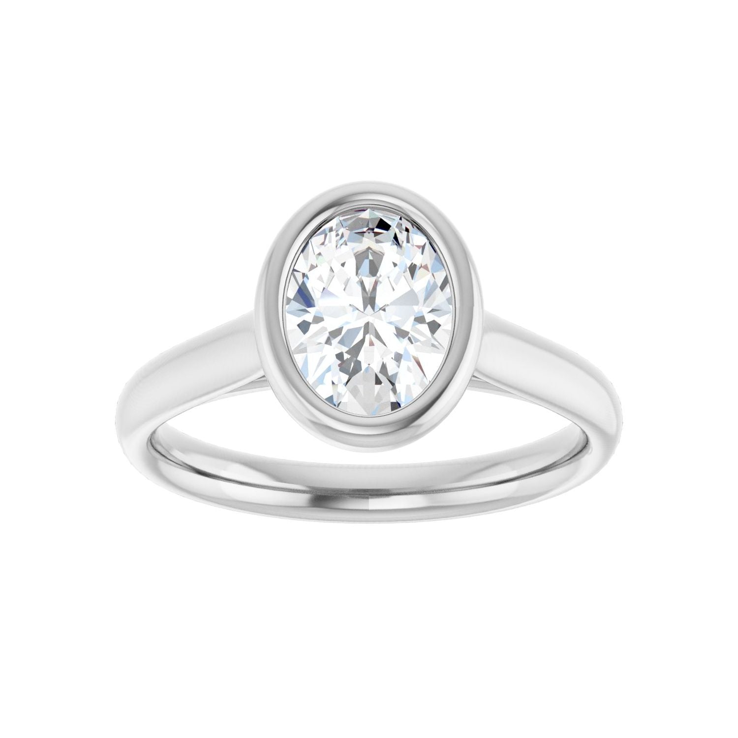 Oval Bezel-Set Solitaire Engagement Ring | Metal Type=14K White Gold | Center Stone Size=1.5 CT | Image 3
