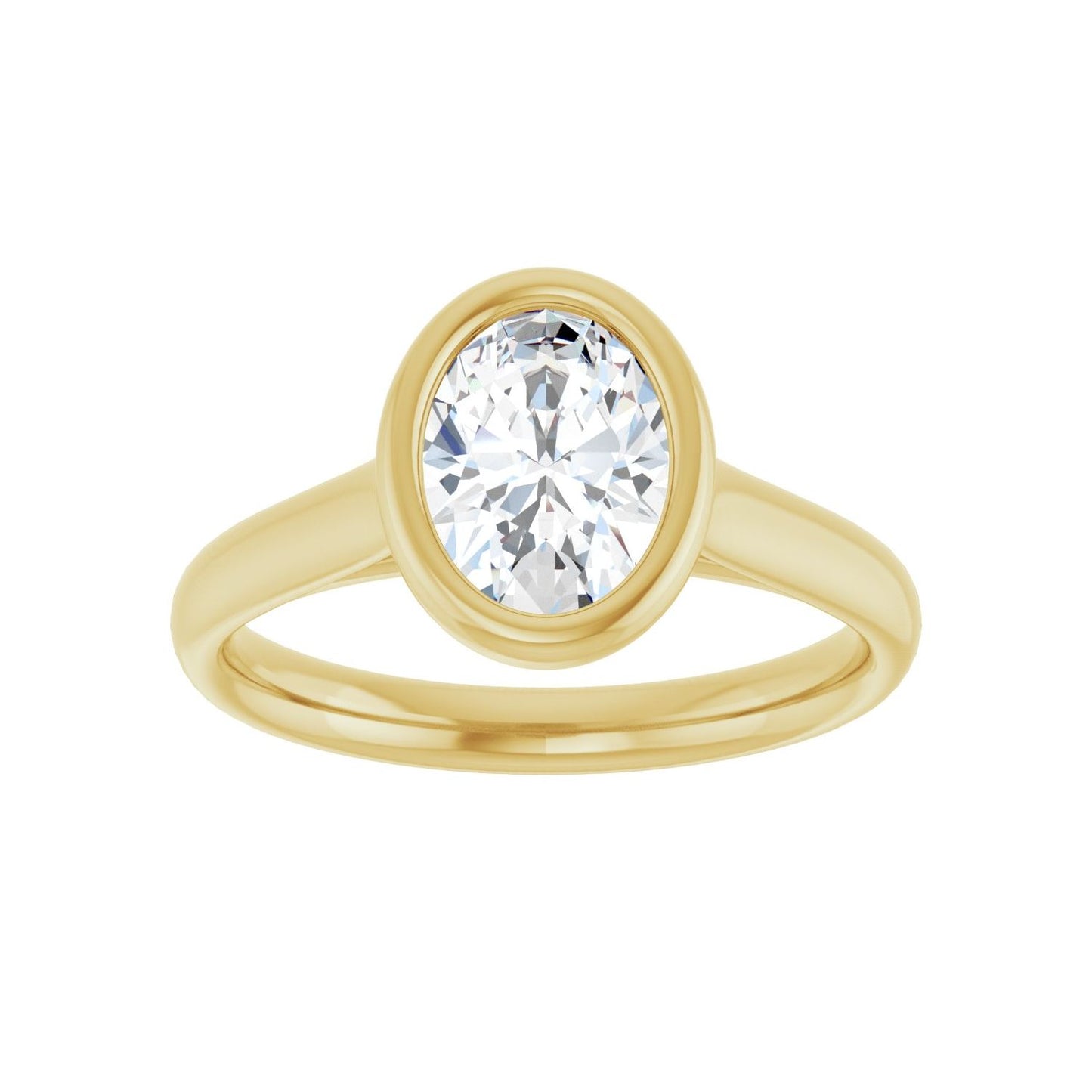 Oval Bezel-Set Solitaire Engagement Ring | Metal Type=14K Yellow Gold | Center Stone Size=1.5 CT | Image 3