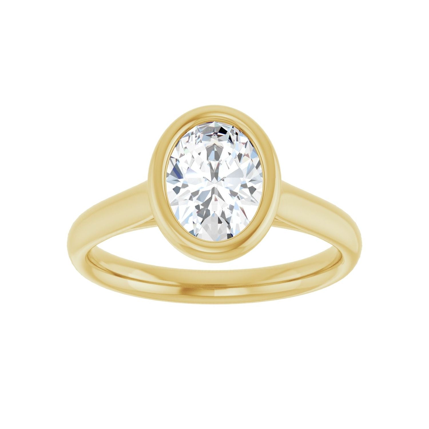 Oval Bezel-Set Solitaire Engagement Ring | Metal Type=14K Yellow Gold | Center Stone Size=1.5 CT | Image 3