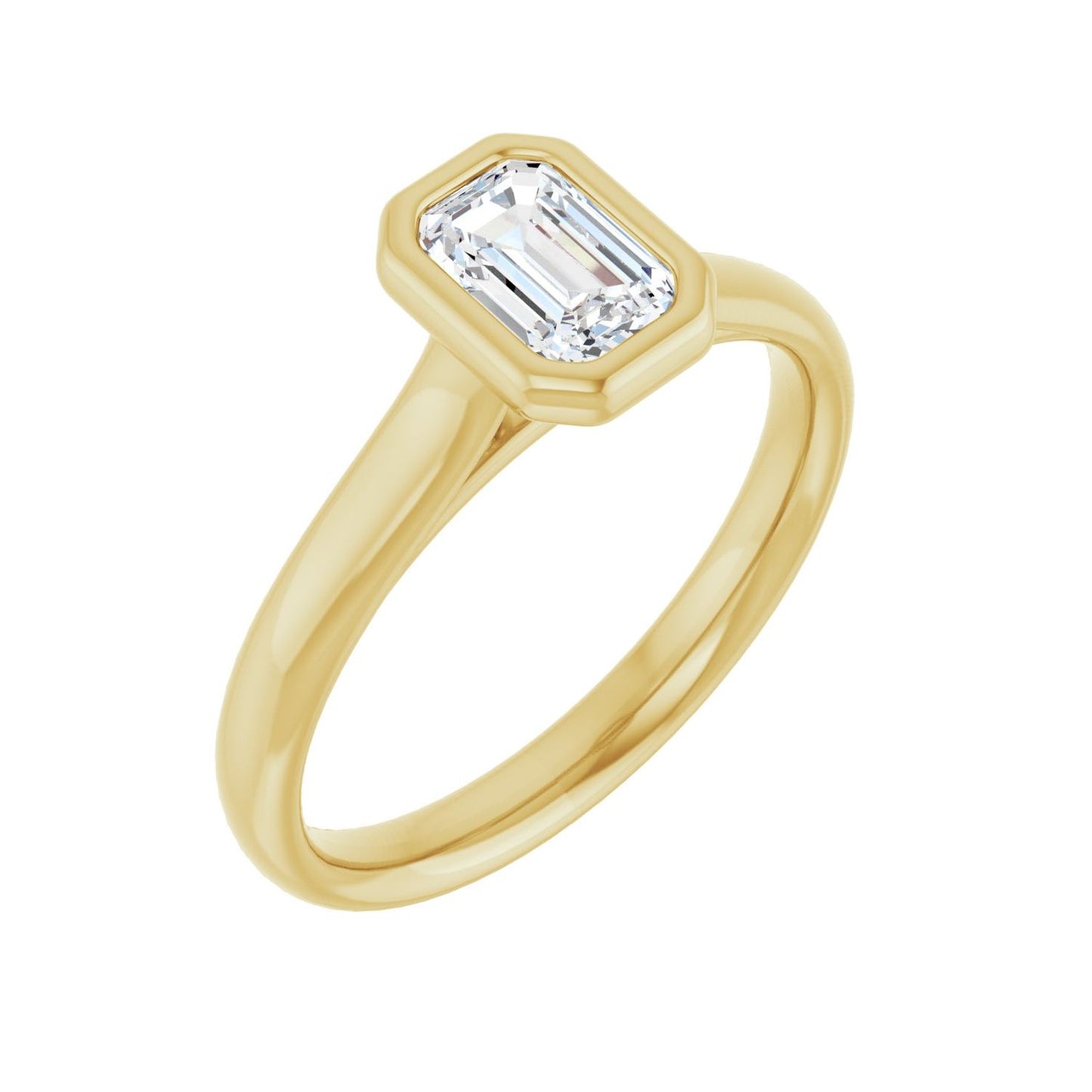 Emerald Bezel-Set Solitaire Engagement Ring | Metal Type=14K Yellow Gold | Center Stone Size=1 CT | Image 1