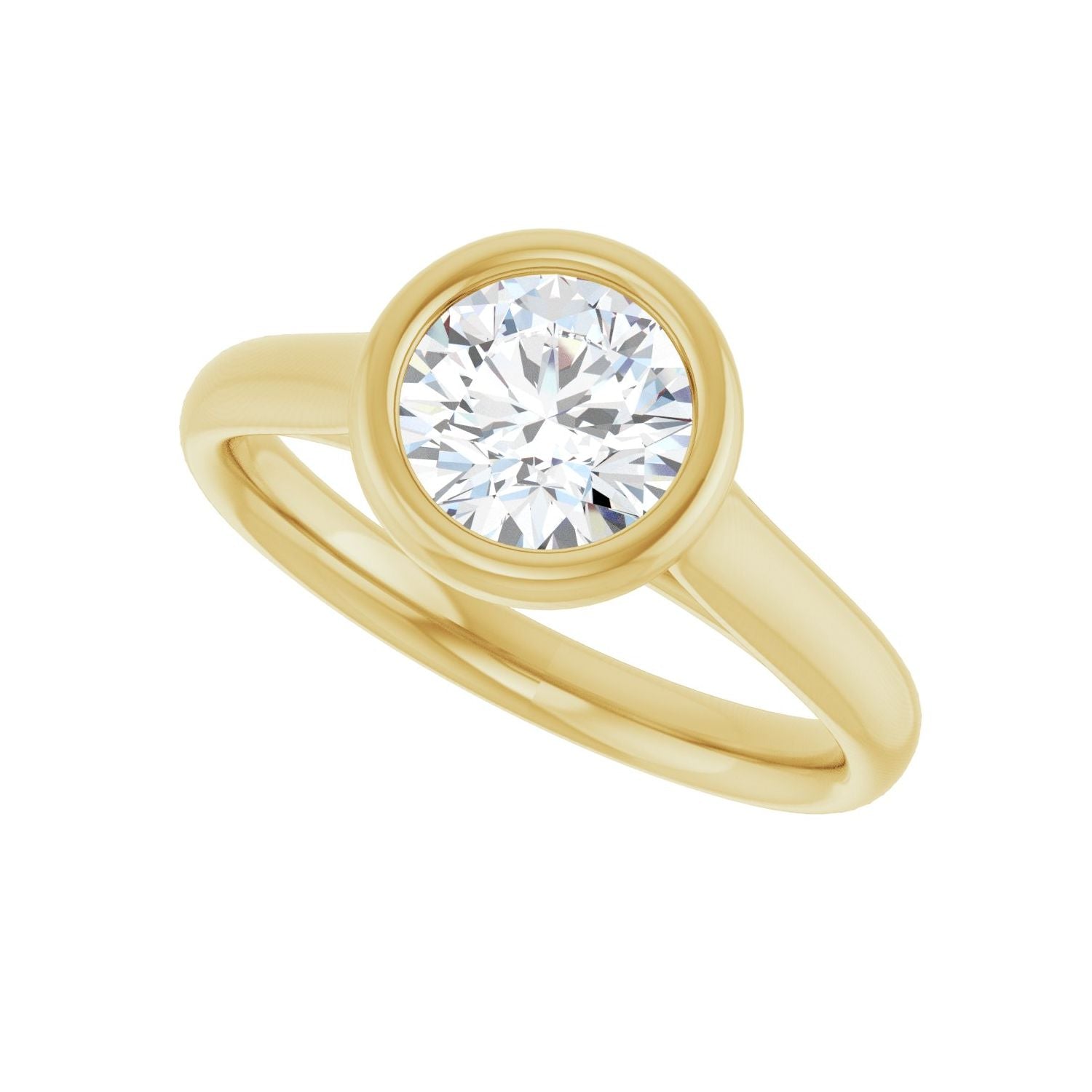 Round Bezel-Set Solitaire Engagement Ring | Metal Type=14K Yellow Gold | Center Stone Size=1 CT | Image 5