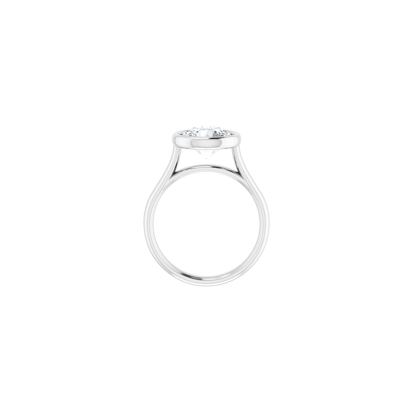 Round Bezel-Set Solitaire Engagement Ring | Metal Type=14K White Gold | Center Stone Size=2.5 CT | Image 2
