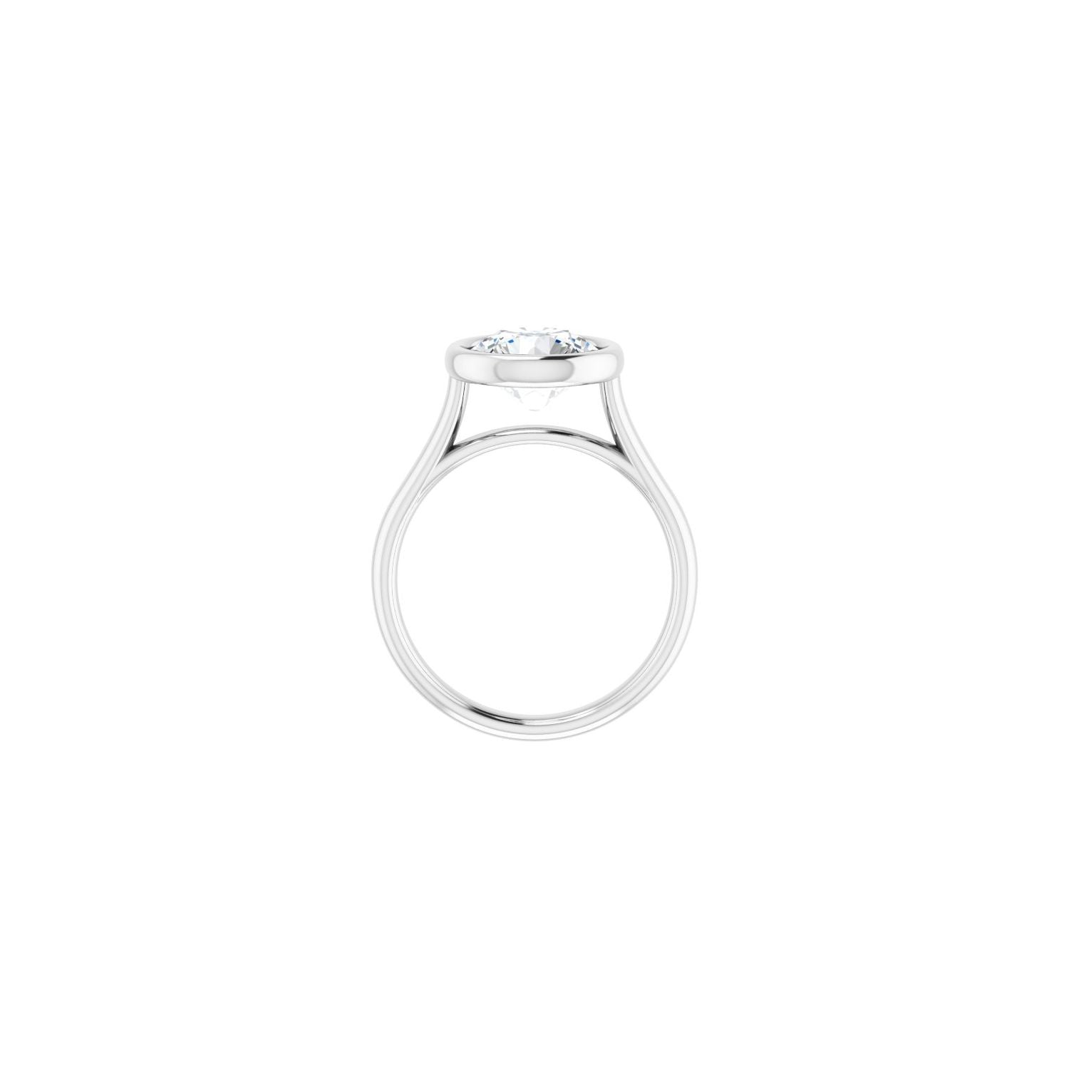 Round Bezel-Set Solitaire Engagement Ring | Metal Type=14K White Gold | Center Stone Size=2.5 CT | Image 2