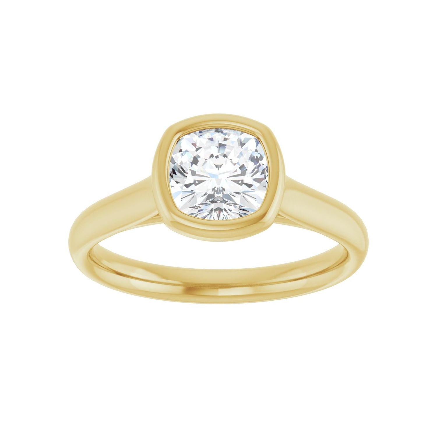 Cushion Bezel-Set Solitaire Engagement Ring | Metal Type=14K Yellow Gold | Center Stone Size=1 CT | Image 3