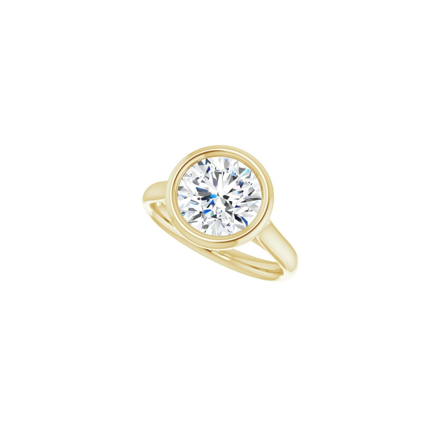 Round Bezel-Set Solitaire Engagement Ring | Metal Type=14K Yellow Gold | Center Stone Size=2.5 CT | Image 5