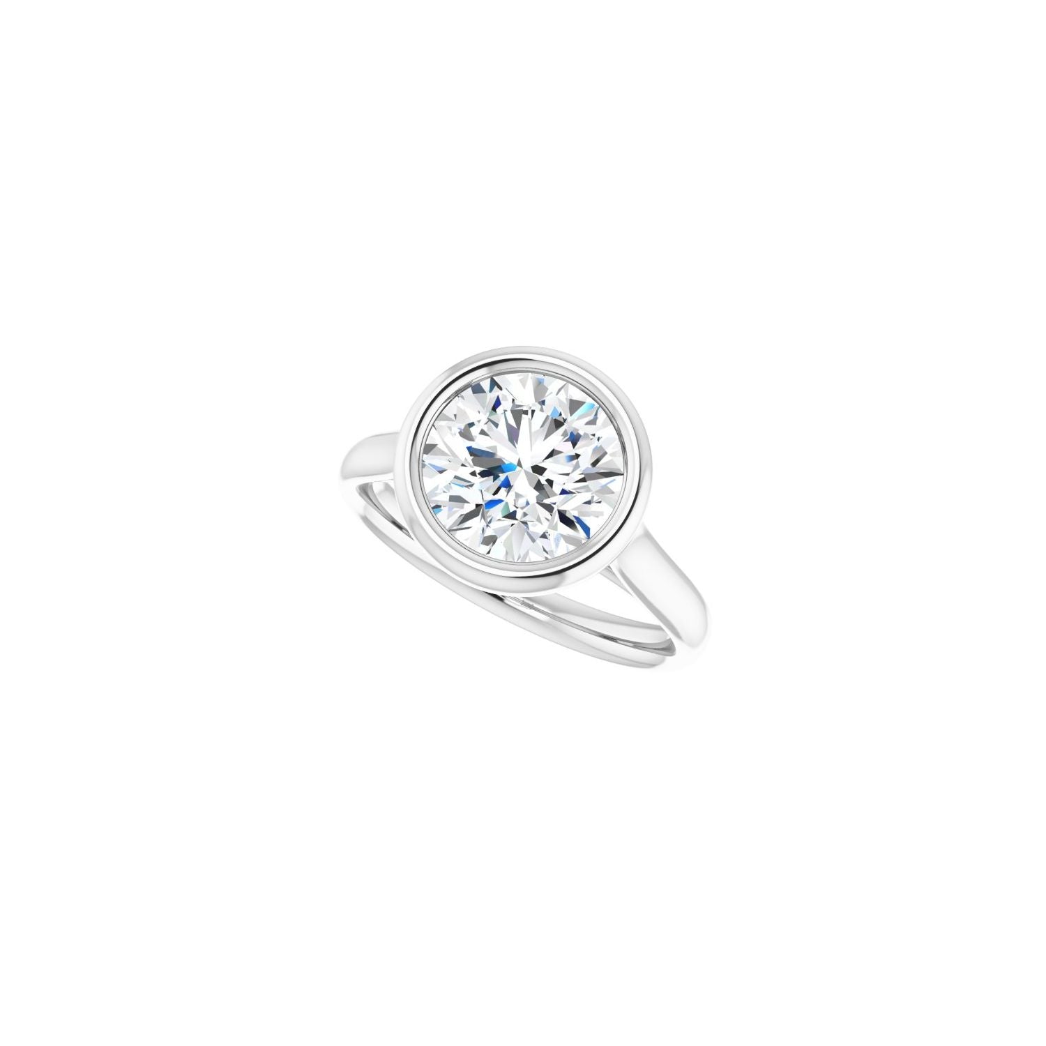 Round Bezel-Set Solitaire Engagement Ring | Metal Type=14K White Gold | Center Stone Size=2.5 CT | Image 5