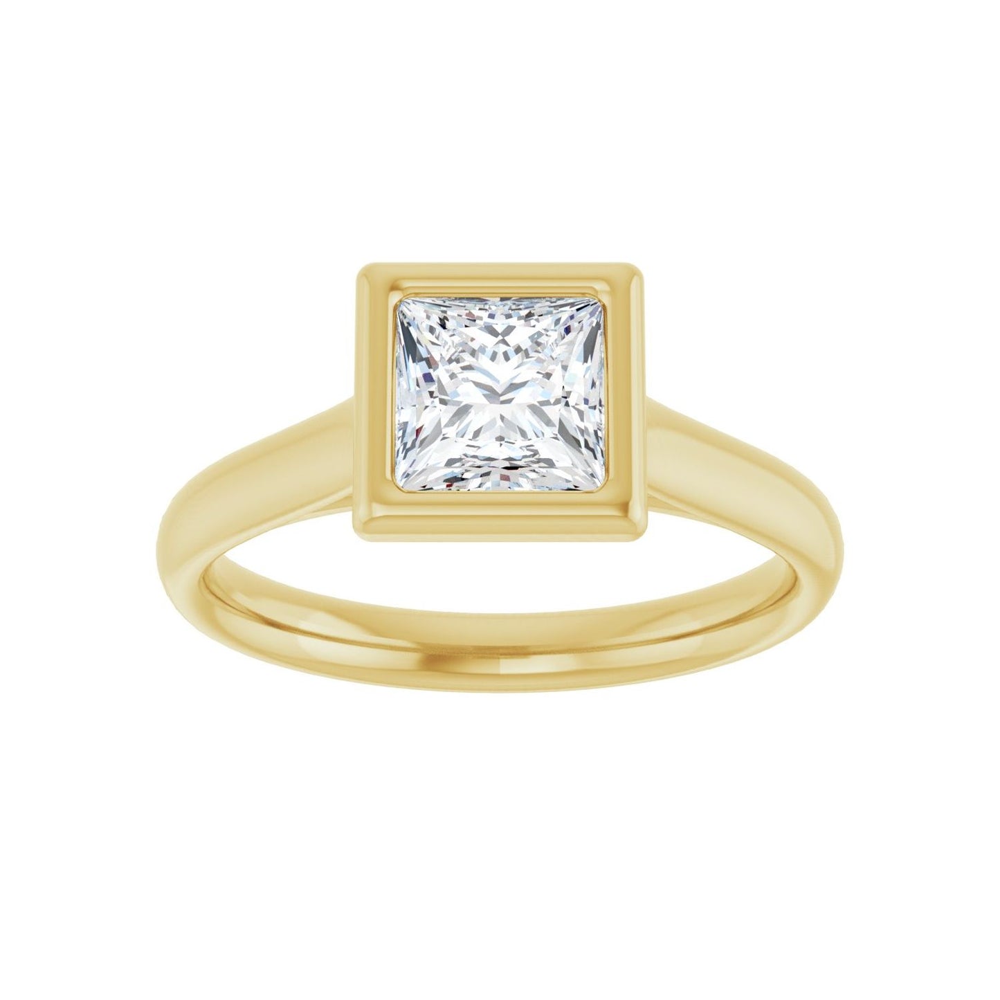 Square Bezel-Set Solitaire Engagement Ring | Metal Type=14K Yellow Gold | Center Stone Size=1 CT | Image 3