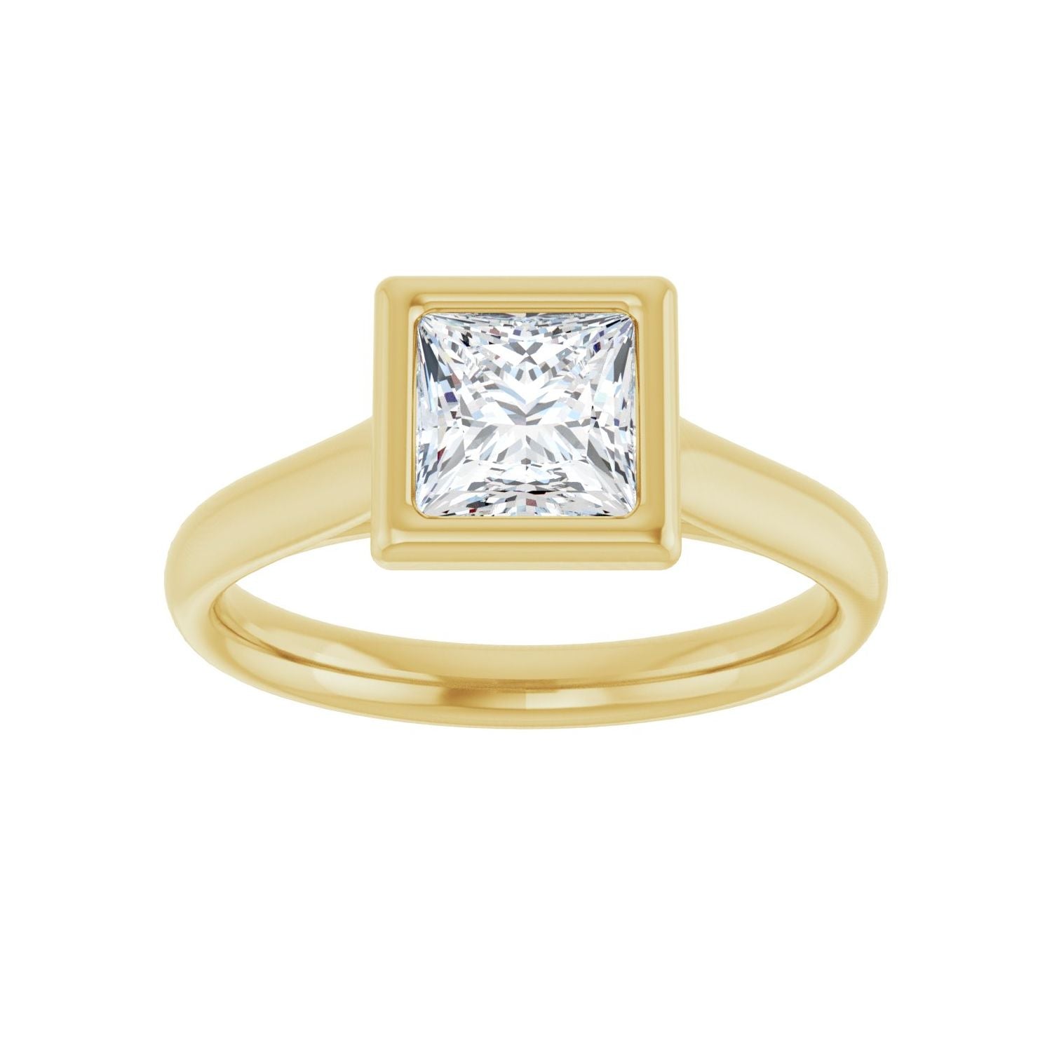 Square Bezel-Set Solitaire Engagement Ring | Metal Type=14K Yellow Gold | Center Stone Size=1 CT | Image 3