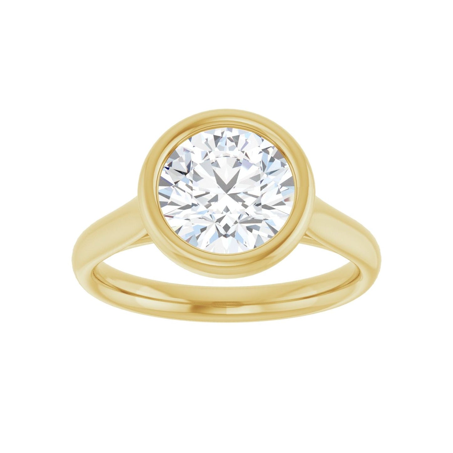 Round Bezel-Set Solitaire Engagement Ring | Metal Type=14K Yellow Gold | Center Stone Size=2 CT | Image 3