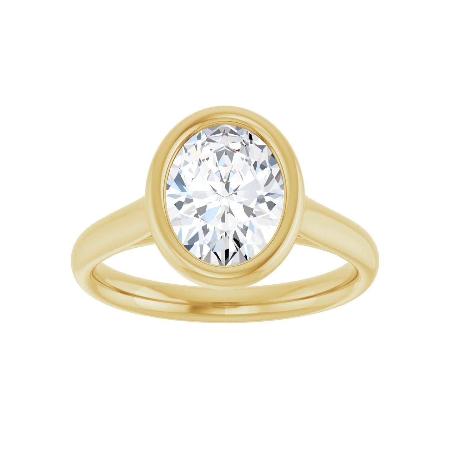 Oval Bezel-Set Solitaire Engagement Ring | Metal Type=14K Yellow Gold | Center Stone Size=2 CT | Image 3