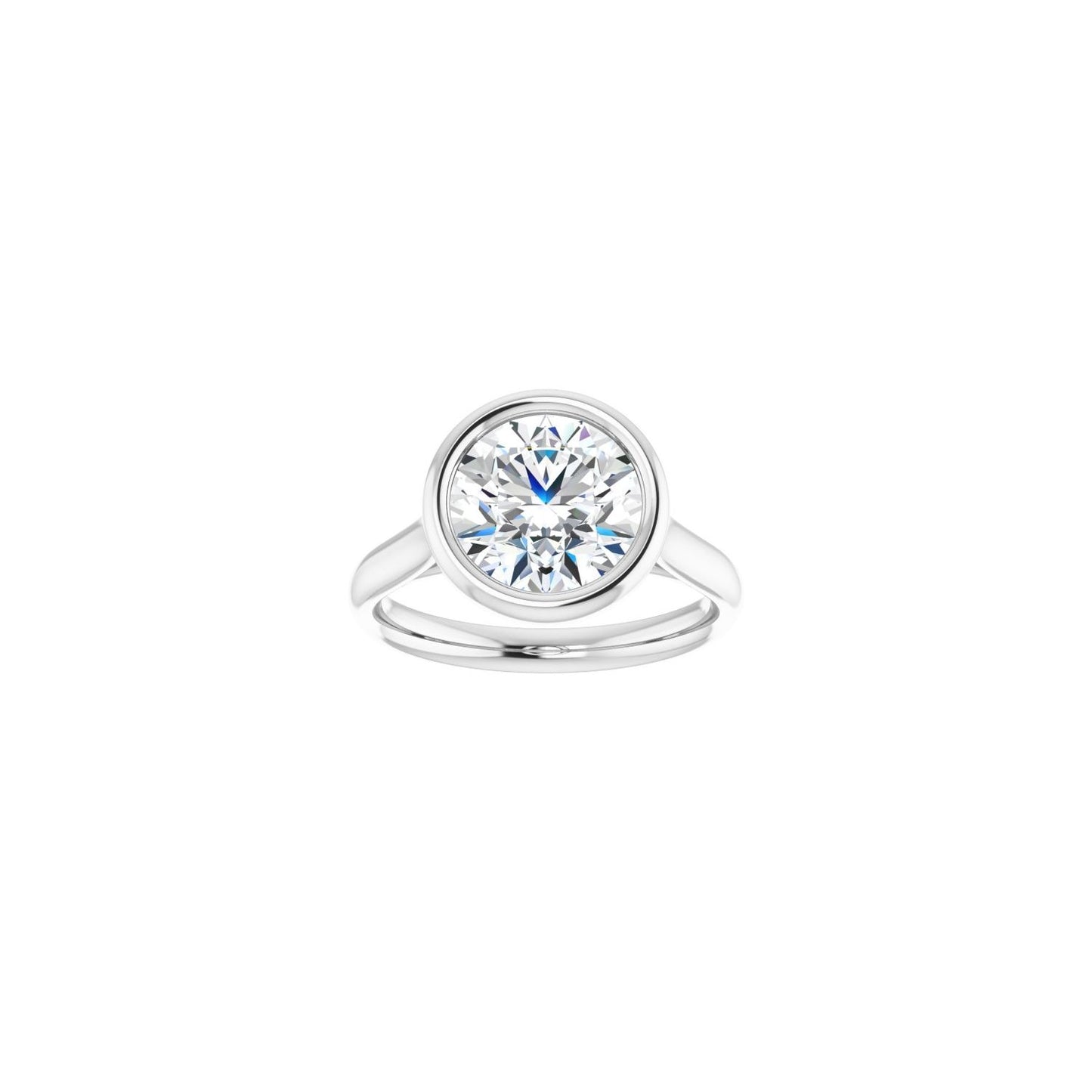 Round Bezel-Set Solitaire Engagement Ring | Metal Type=14K White Gold | Center Stone Size=2.5 CT | Image 3