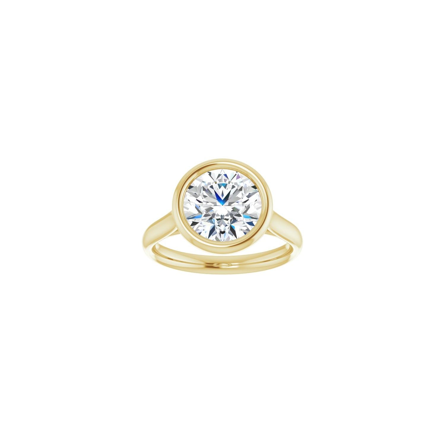 Round Bezel-Set Solitaire Engagement Ring | Metal Type=14K Yellow Gold | Center Stone Size=2.5 CT | Image 3