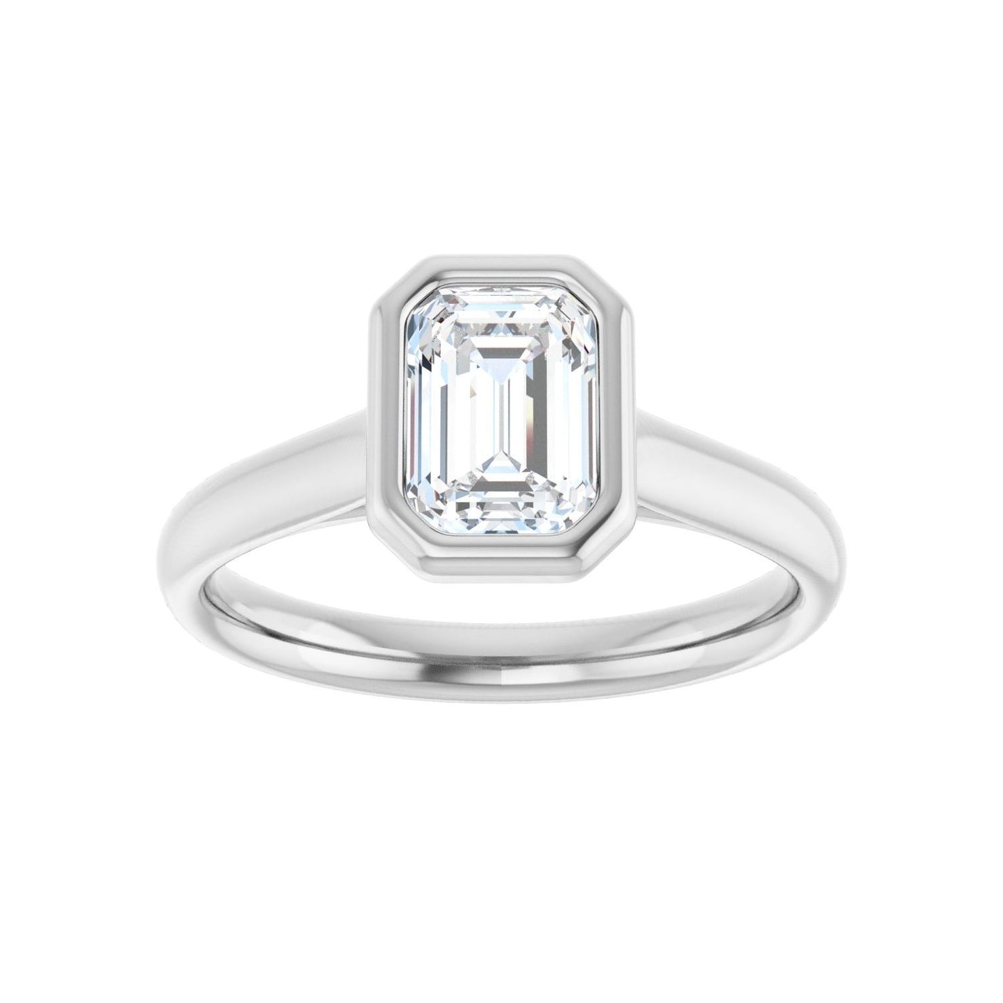 Emerald Bezel-Set Solitaire Engagement Ring | Metal Type=14K White Gold | Center Stone Size=1.5 CT | Image 3