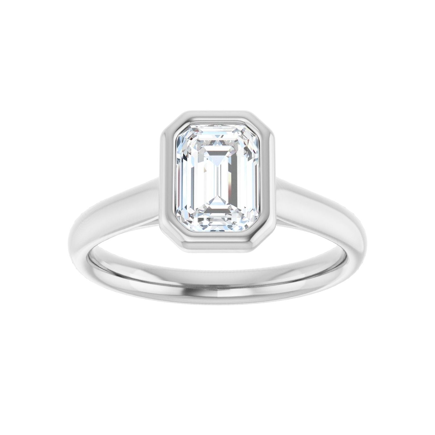Emerald Bezel-Set Solitaire Engagement Ring | Metal Type=14K White Gold | Center Stone Size=1.5 CT | Image 3