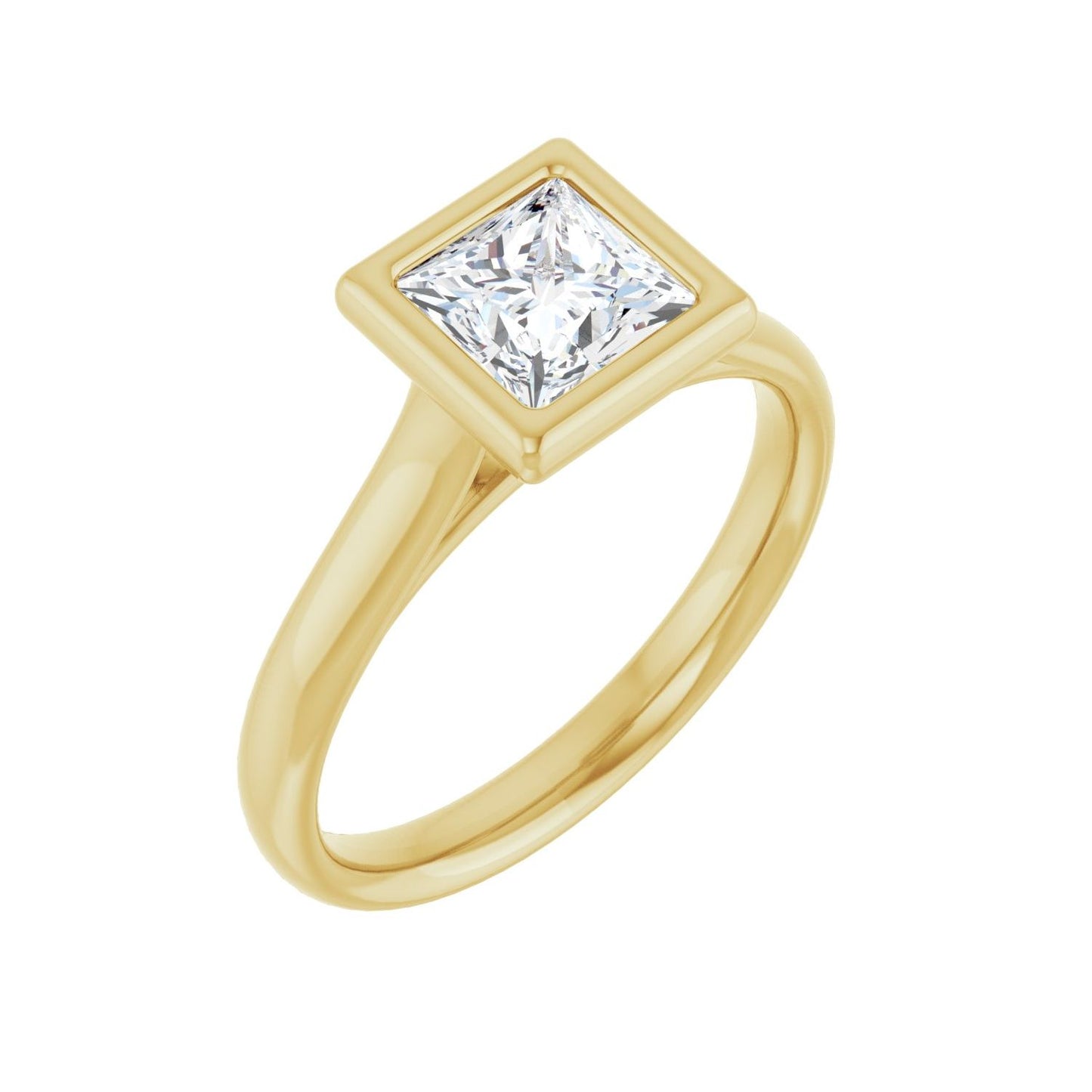 Square Bezel-Set Solitaire Engagement Ring | Metal Type=14K Yellow Gold | Center Stone Size=1 CT | Image 1